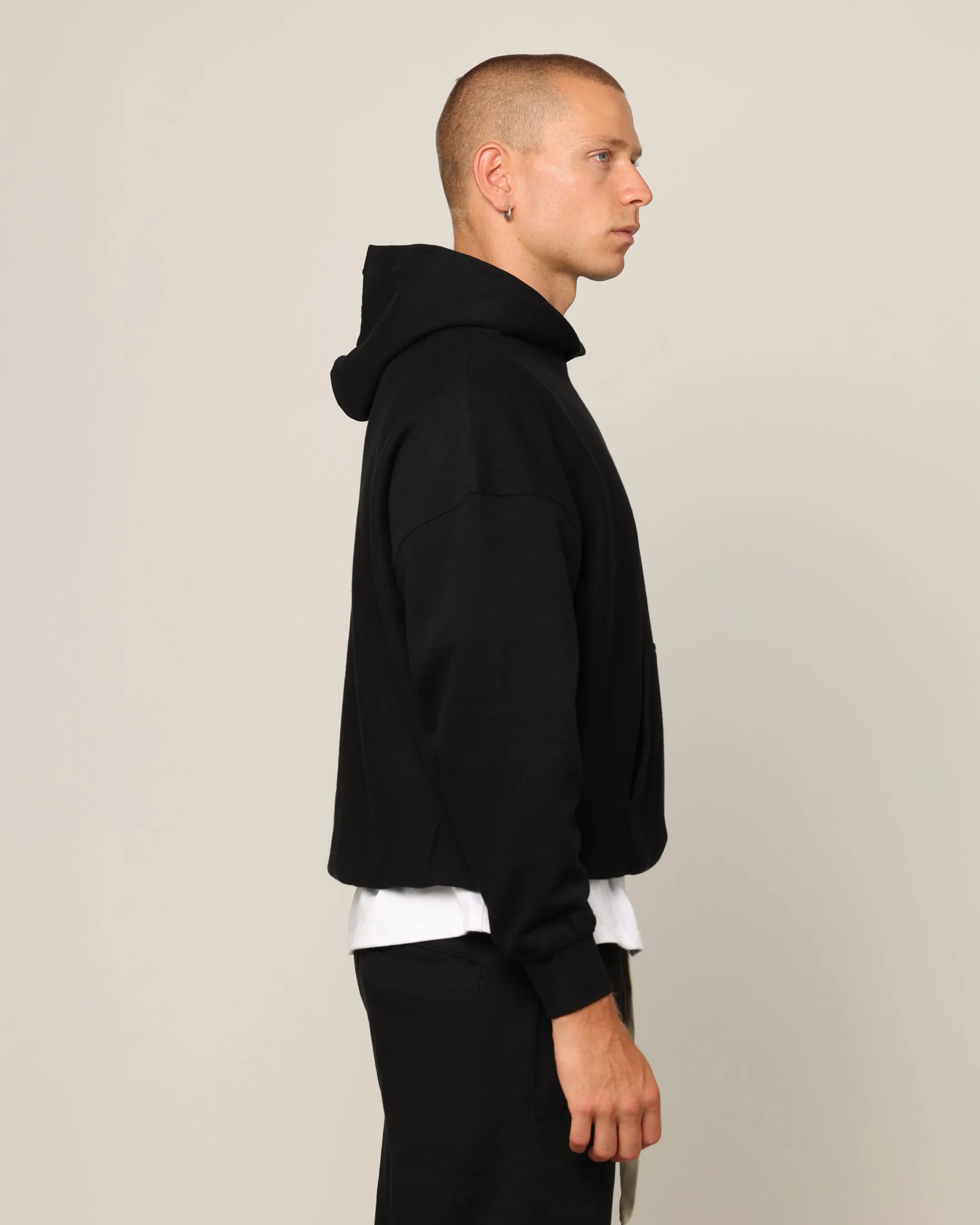 Outdoor Apparel V neck Carr?? Blanc Oversized Hoodie Black