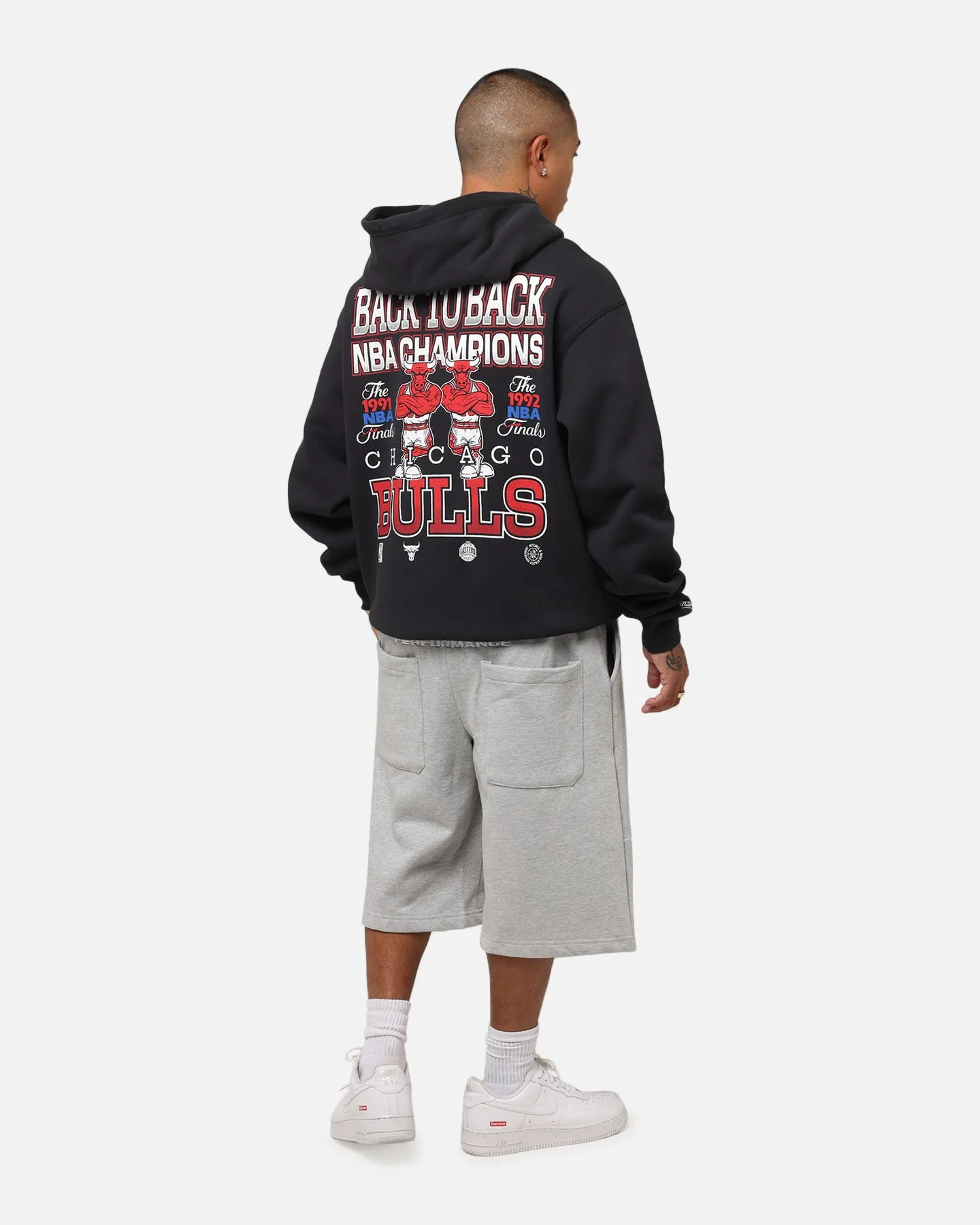 Mitchell & Ness Chicago Bulls Back To Back Hoodie Faded Black Versatile Layering Piece