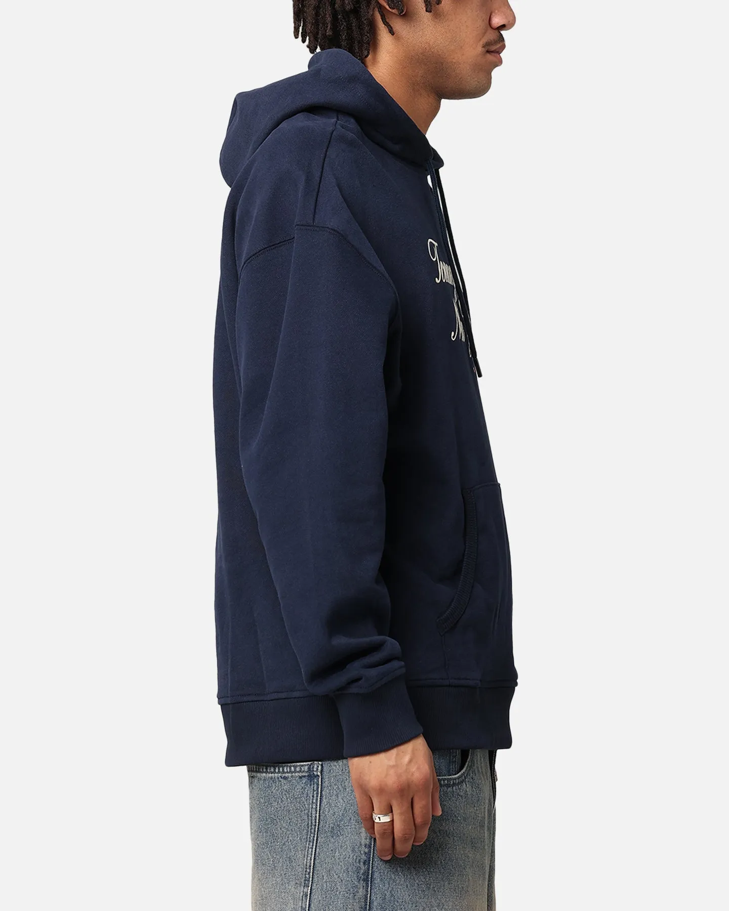 Tommy Jeans TJM Luxe Serif Relax Hoodie Dark Night Navy Leather like