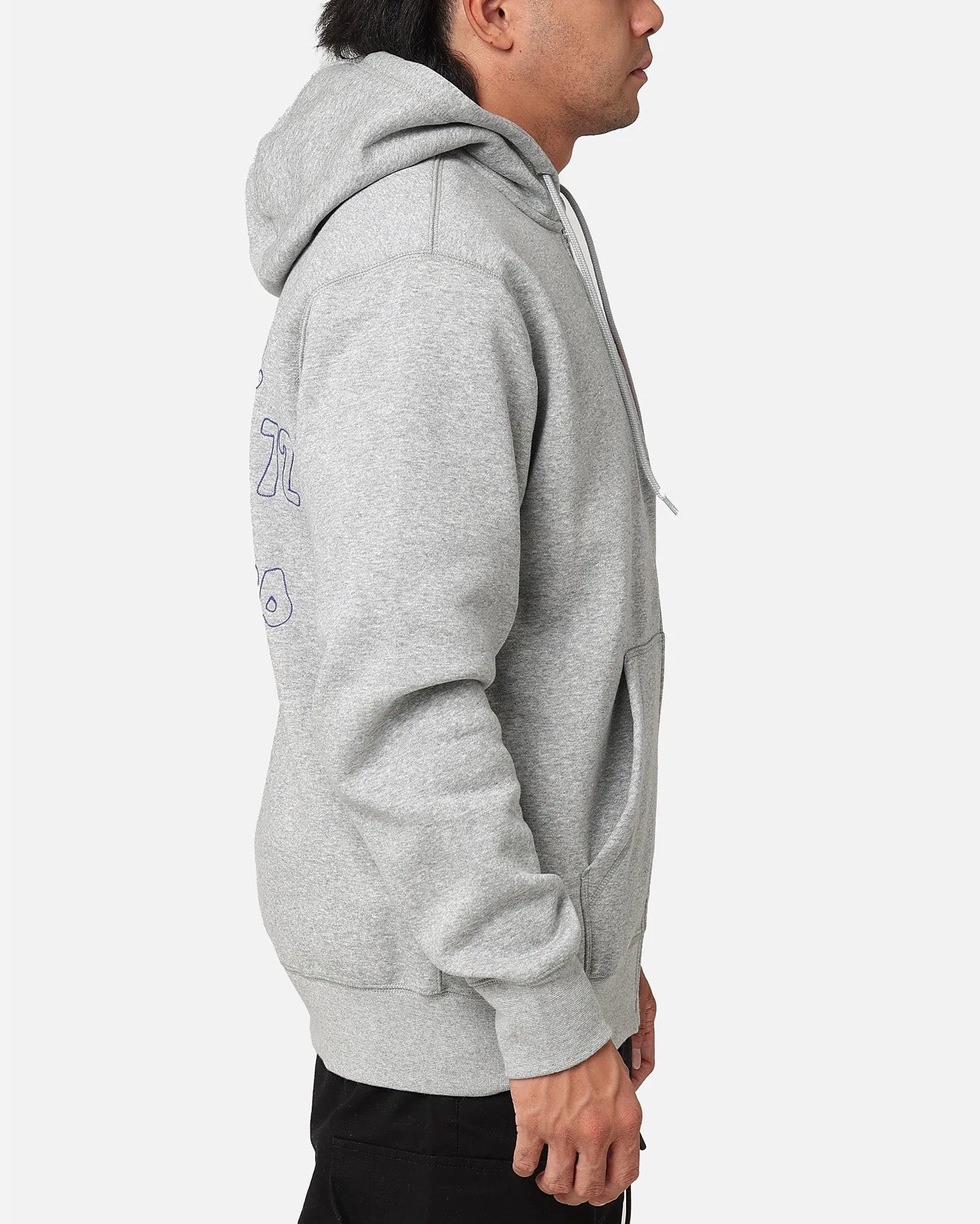 Nike Sportswear Club Essential Full Zip Hoodie Dark Grey Heather Side Slit