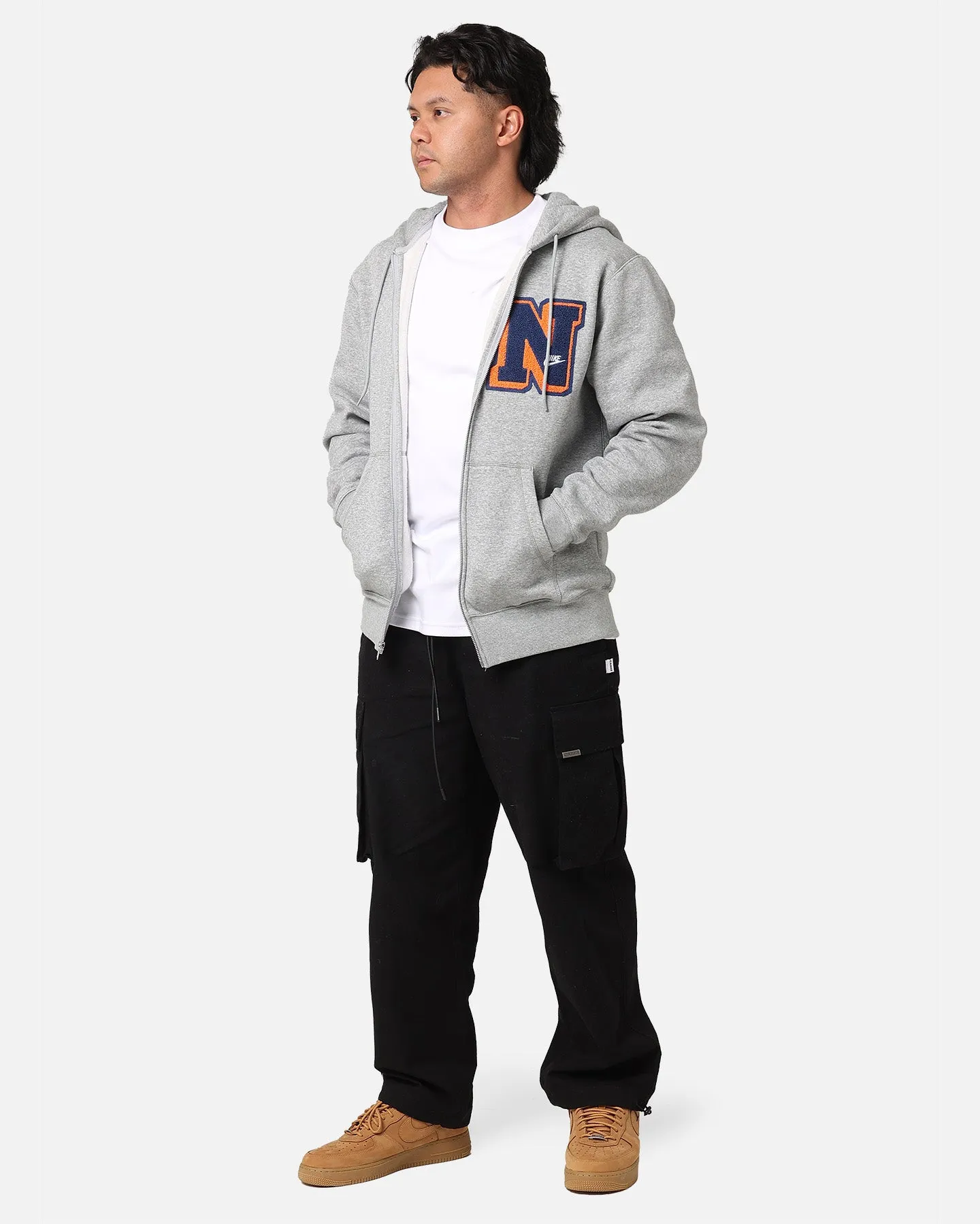 Washable windproof Nike Sportswear Club Essential Full Zip Hoodie Dark Grey Heather