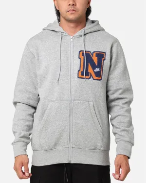 Nike Sportswear Club Essential Full Zip Hoodie Dark Grey Heather Comfy Street Tonal Stitching