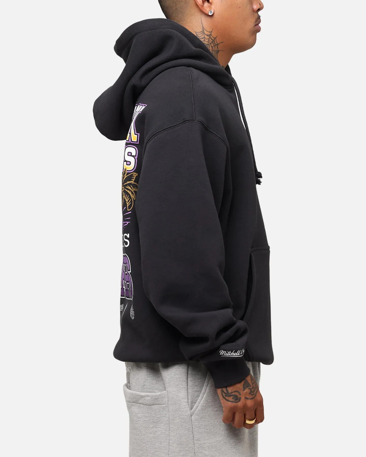 Mitchell & Ness Los Angeles Lakers Back To Back Hoodie Faded Black Soft Apparel thermal fabric
