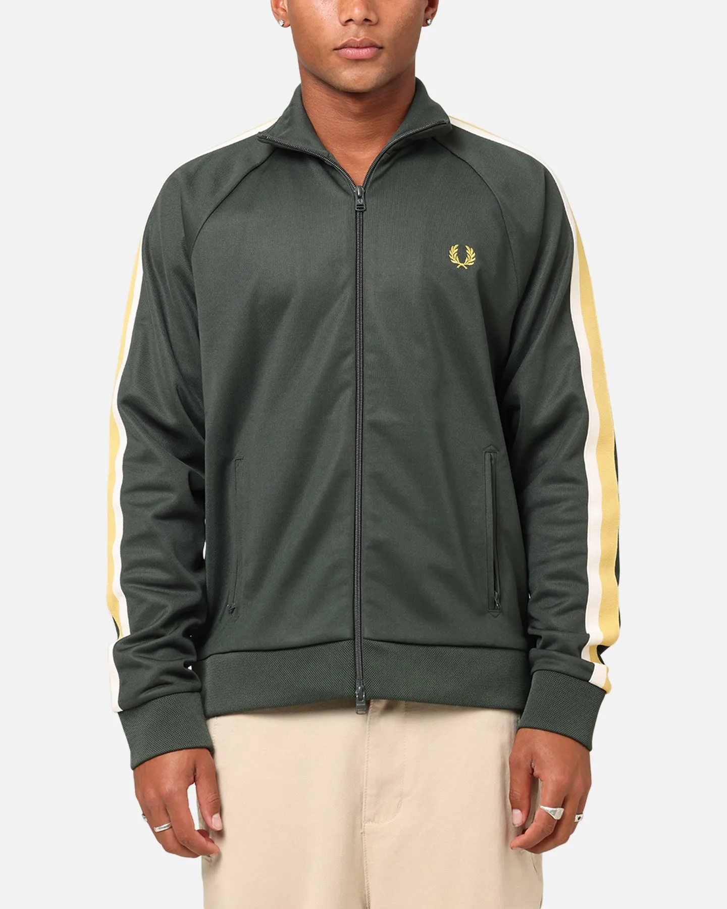 Summer Fred Perry Two Colour Tape Track Jacket Green