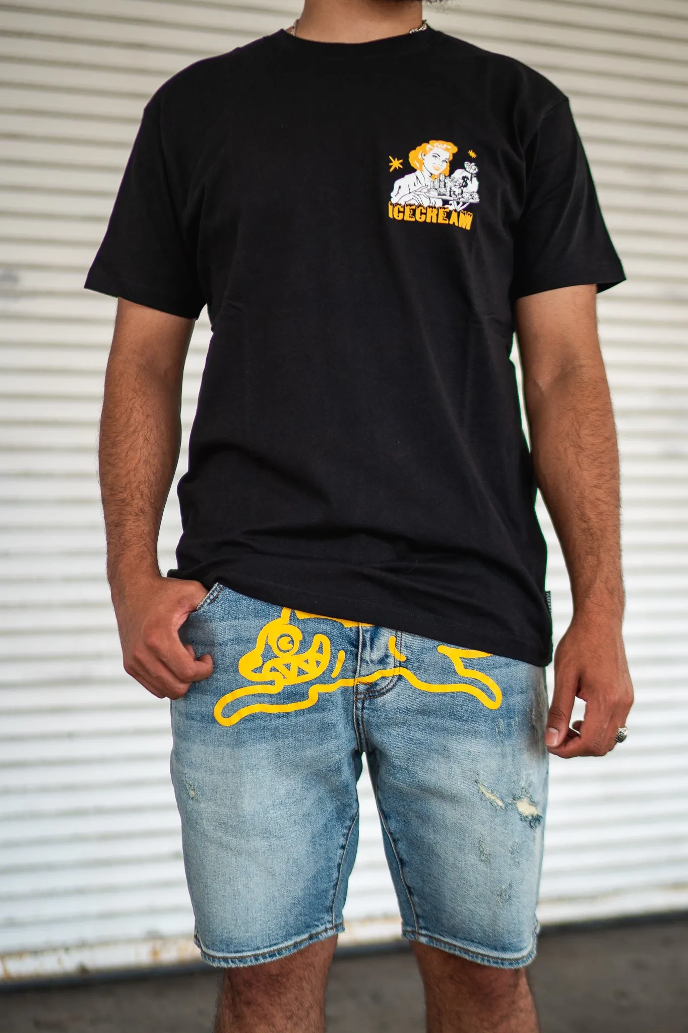 Yellow Jean Shorts Wide Glow