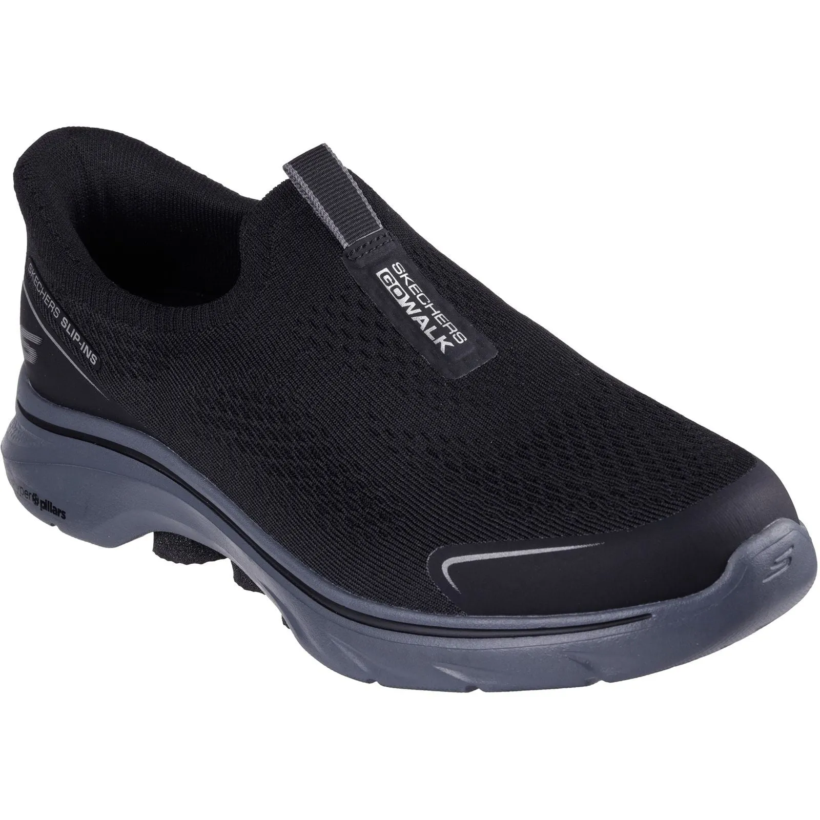 Breathable City Adventure Skechers Mens GO WALK 7 Easy On Evolution Trainer Black/Charcoal