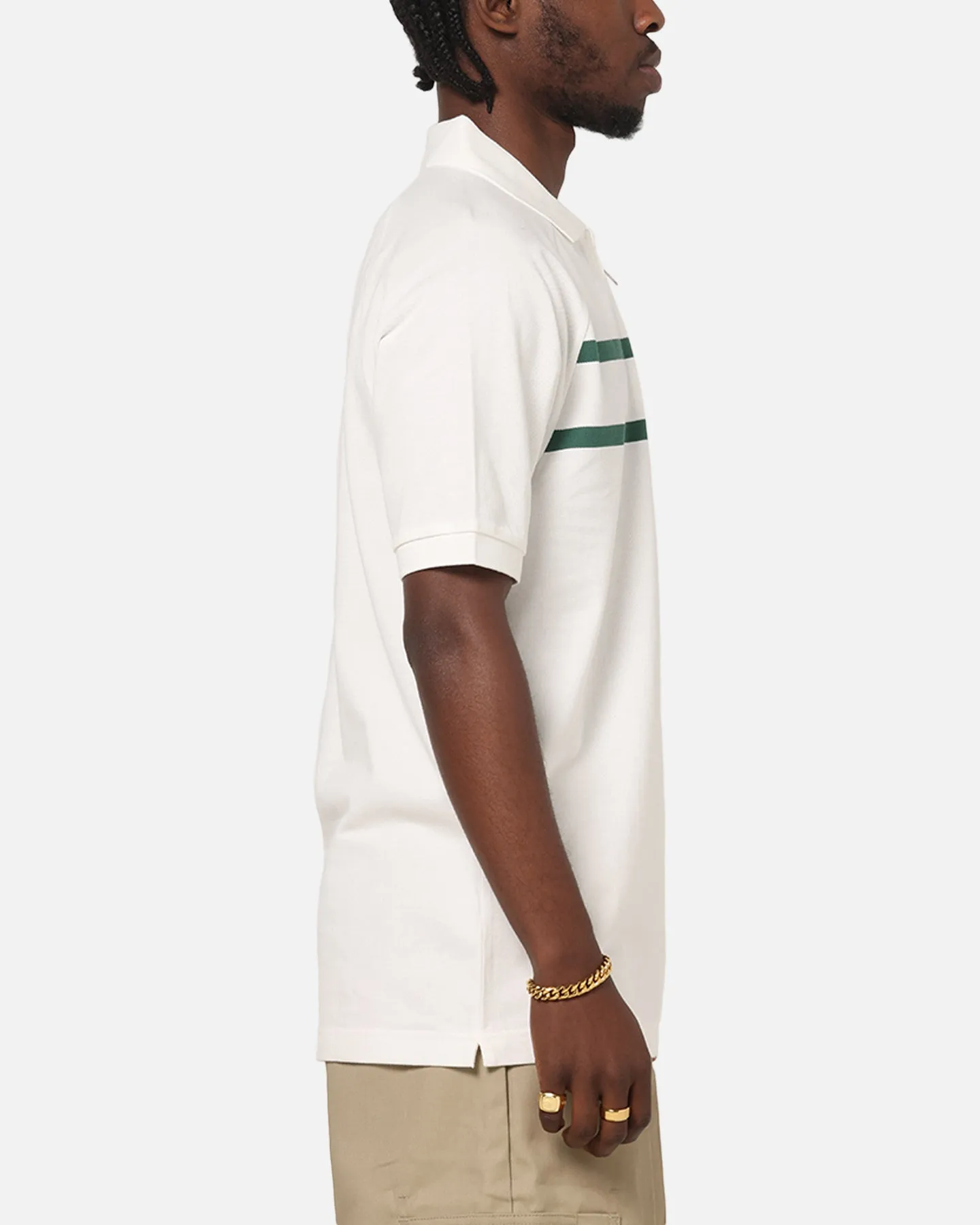 Fred Perry Crepe Pique Zip Neck Polo Shirt Snow White Active Design