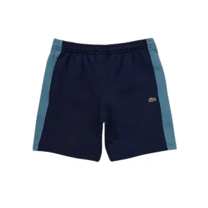 Machine Fit AdjustableCuffs Lacoste Men's Cotton Fleece Colorblock Shorts (Navy/Blue/Lht Blue)