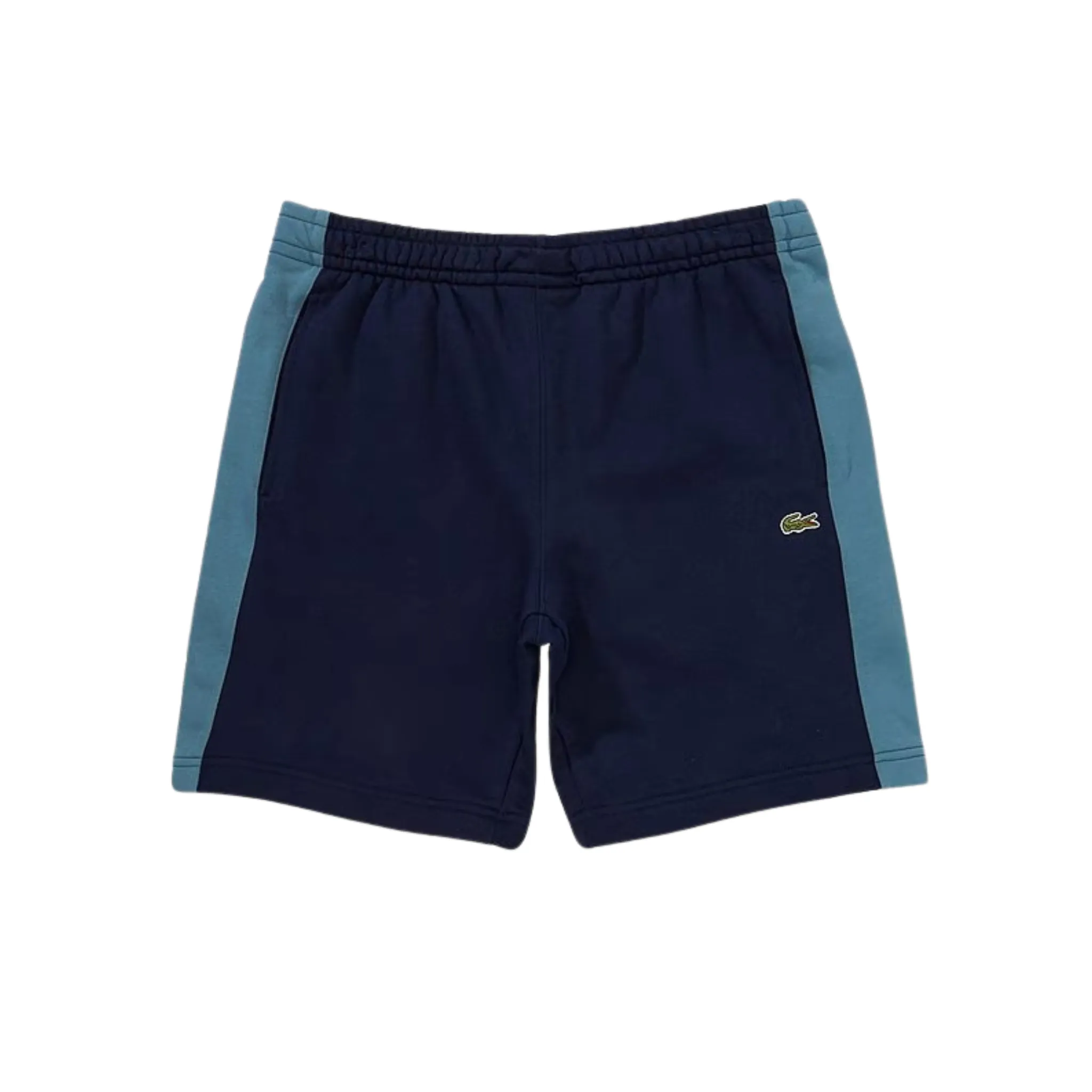 Machine Fit AdjustableCuffs Lacoste Men's Cotton Fleece Colorblock Shorts (Navy/Blue/Lht Blue)