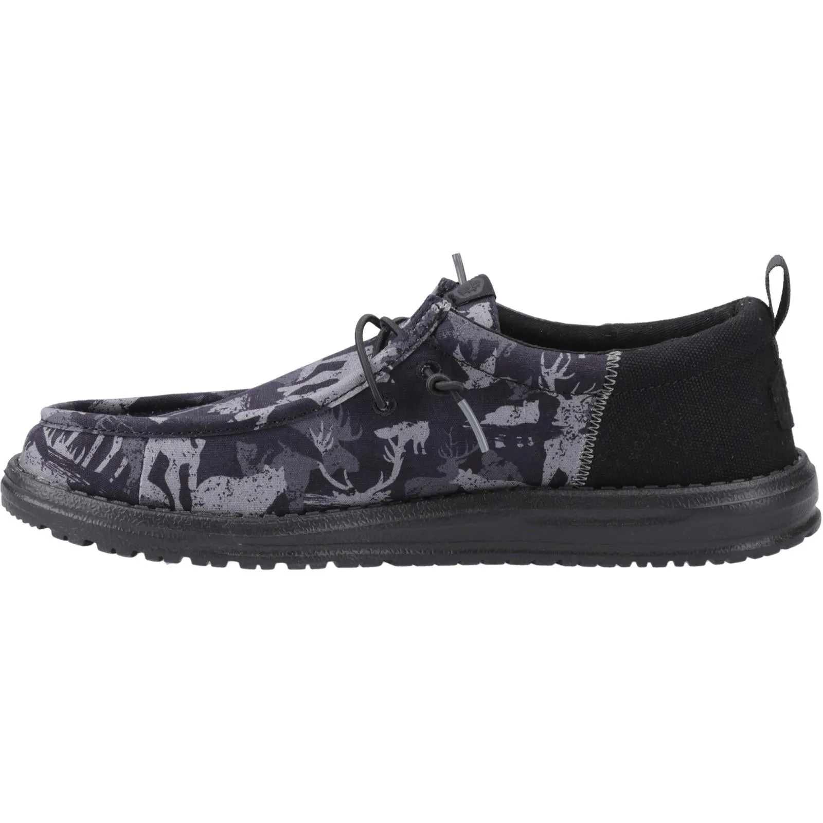 Universal Fit Shiny Tone HEYDUDE Mens Wally Funk Hunt Camo Shoes Black