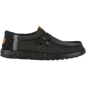 HEYDUDE Mens Wally Elevated Basics Shoes Black Bold Tone Arch Support Urban Walkers