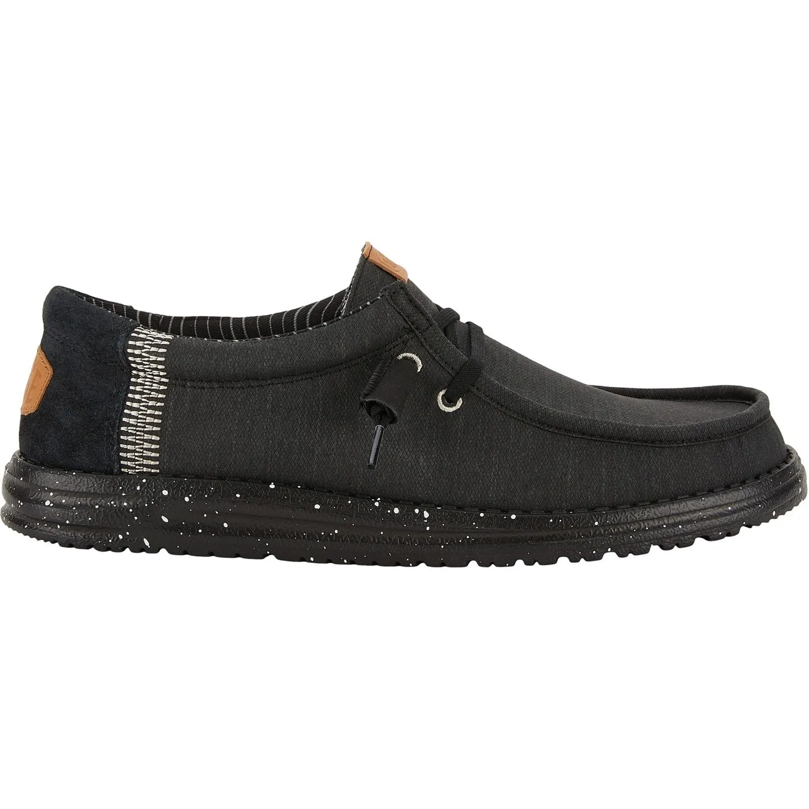 HEYDUDE Mens Wally Elevated Basics Shoes Black Bold Tone Arch Support Urban Walkers