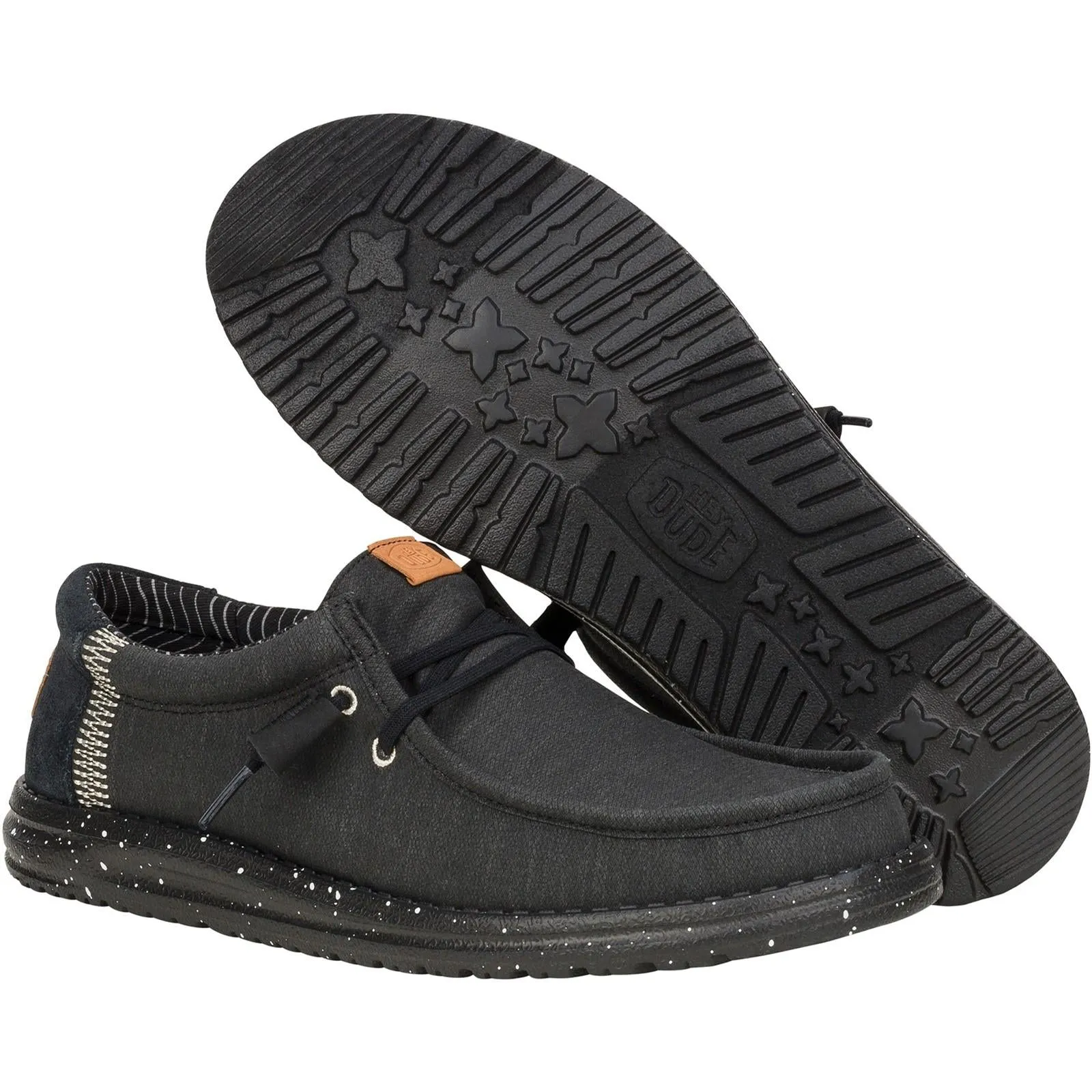 Foam Lining Trail Running HEYDUDE Mens Wally Elevated Basics Shoes Black