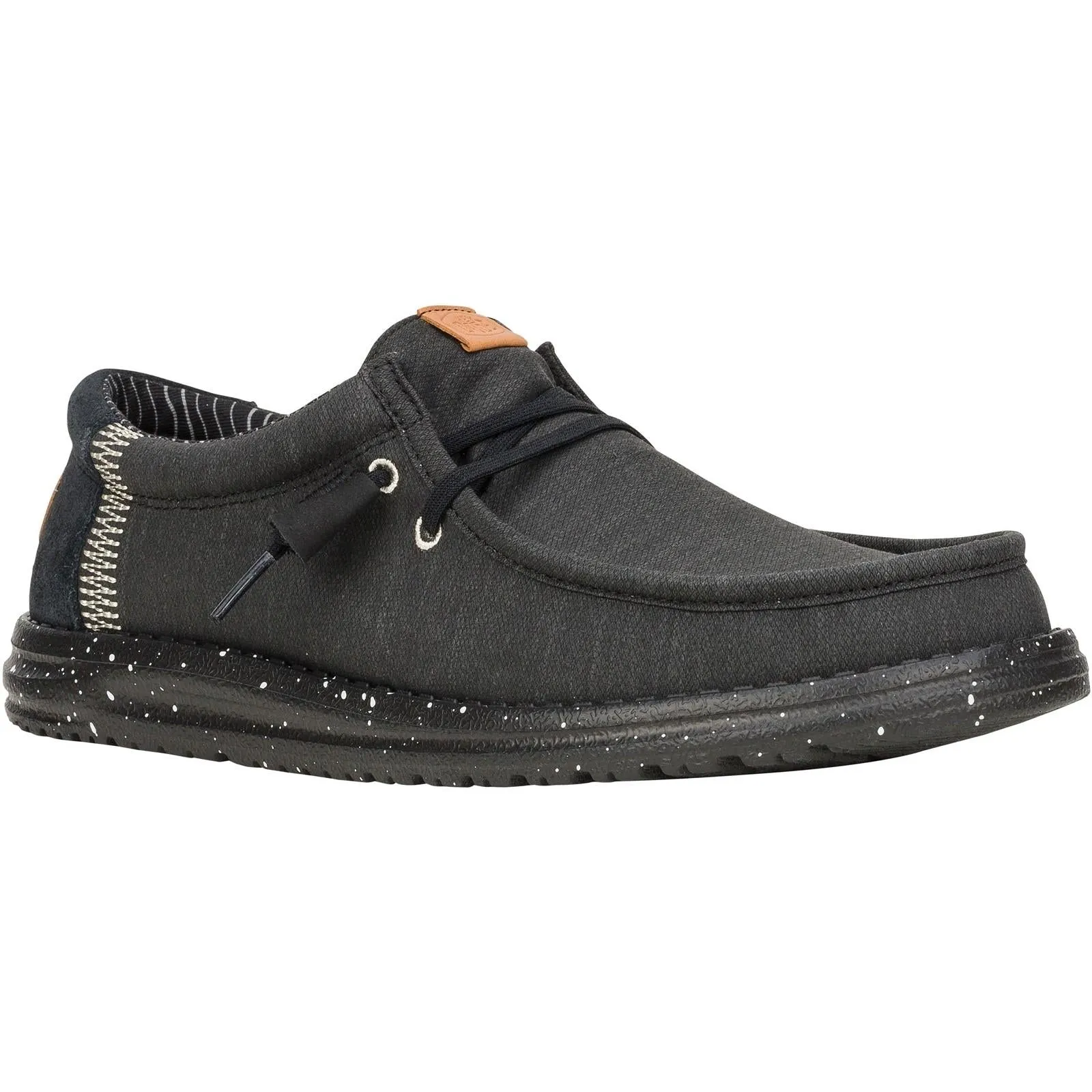 HEYDUDE Mens Wally Elevated Basics Shoes Black hook and loop closure Ergonomic Cold Weather