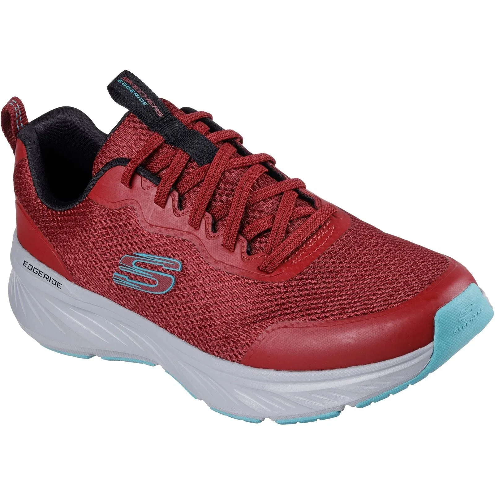 Skechers Mens Edgeride Rekze Shoe Burgundy/Grey Red Glow Adjustable