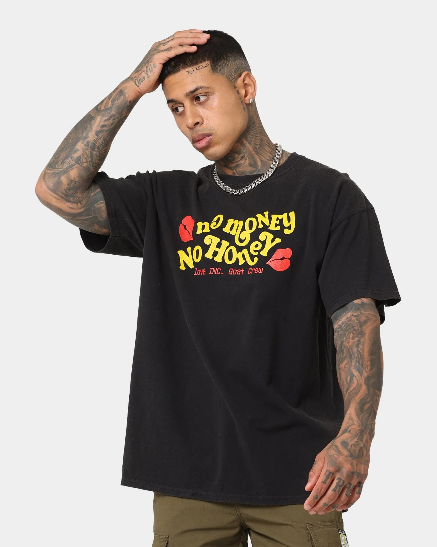 Goat Crew No Money No Honey Vintage T-Shirt Black Wash SlimFitDesign