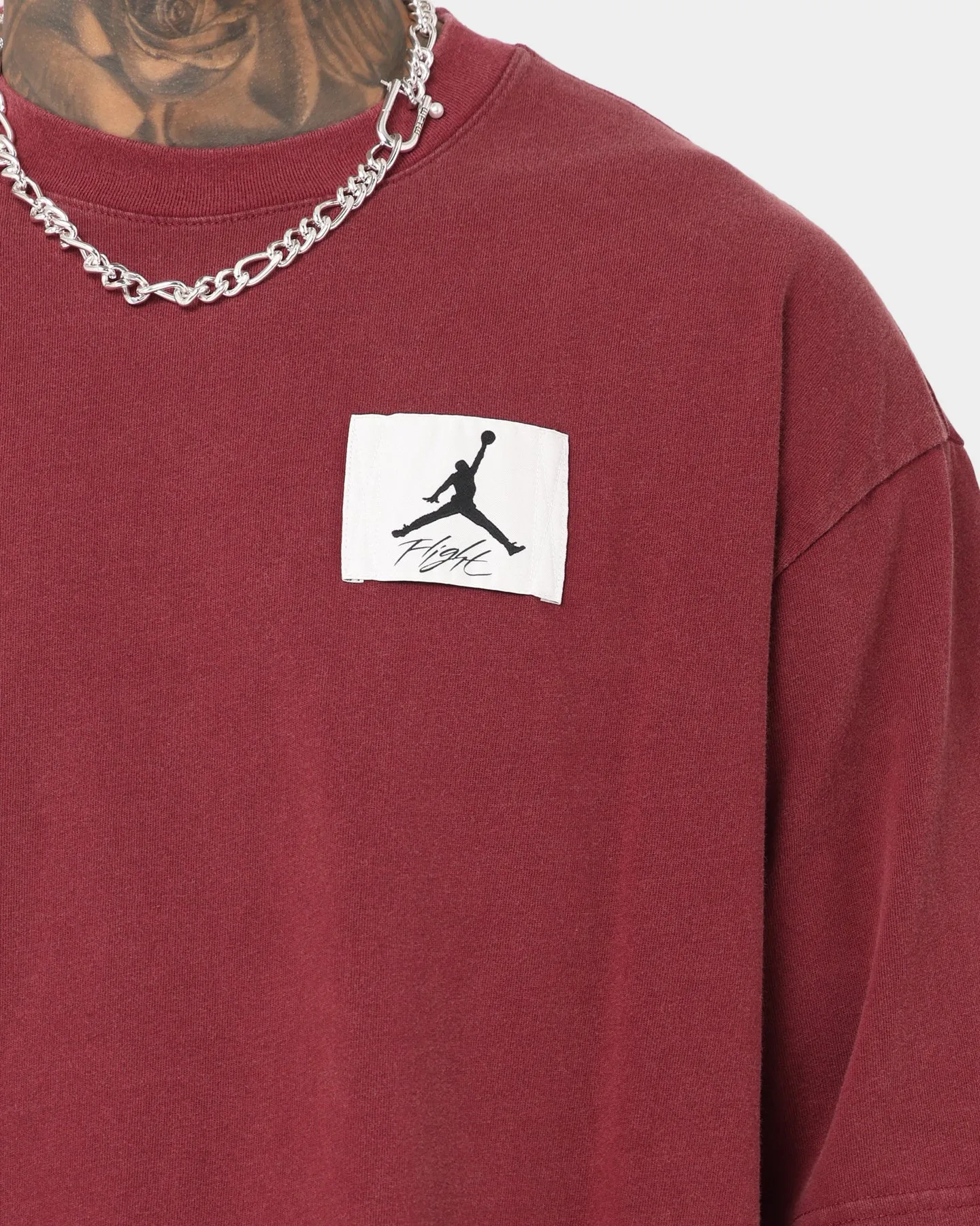 Outdoor Comfort Style Jordan Flight Essential Oversized Washed T-Shirt Cherrywood Red