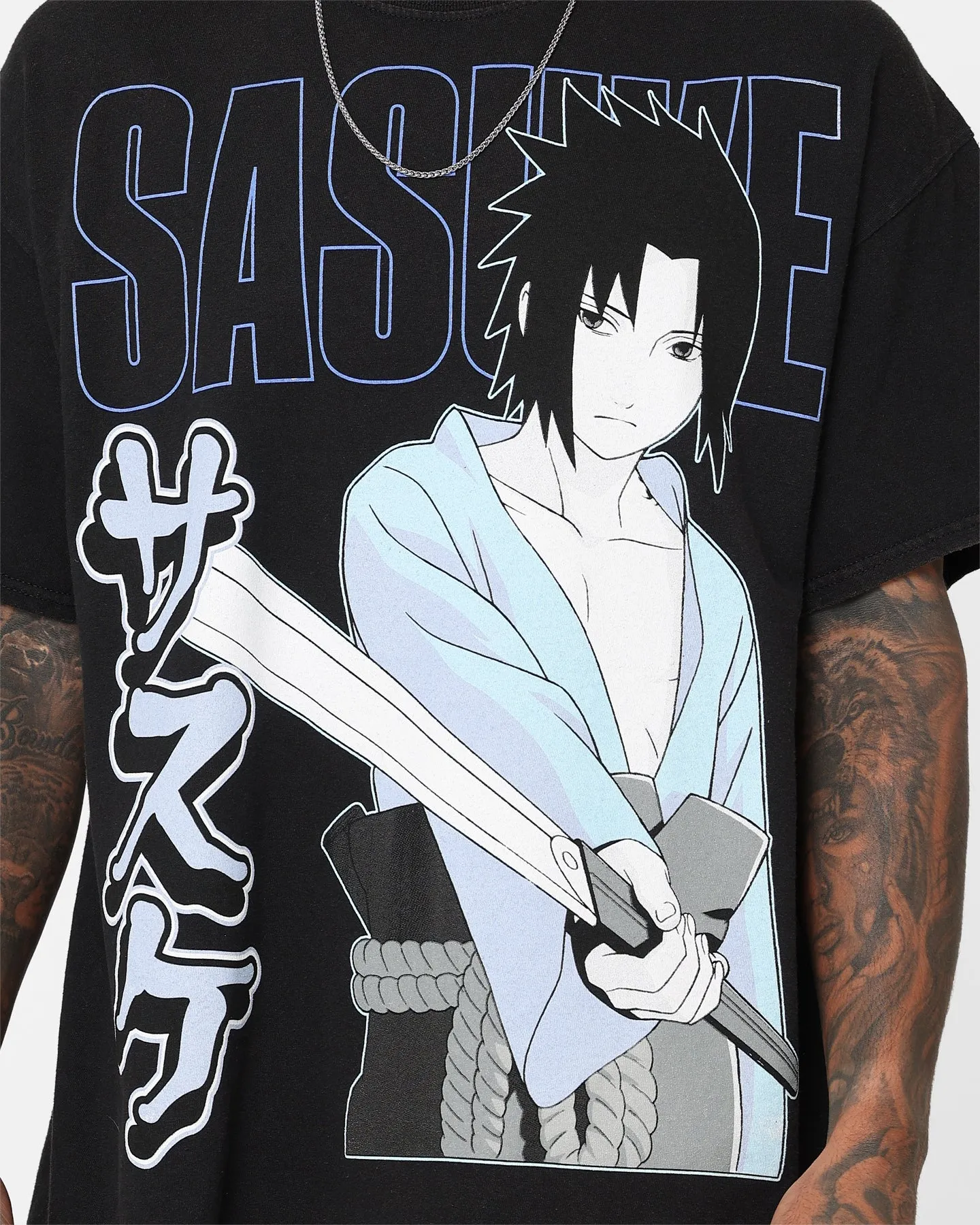 Goat Crew X Naruto Sasuke Vintage T-Shirt Black Wash Outdoor Light Light and Cozy