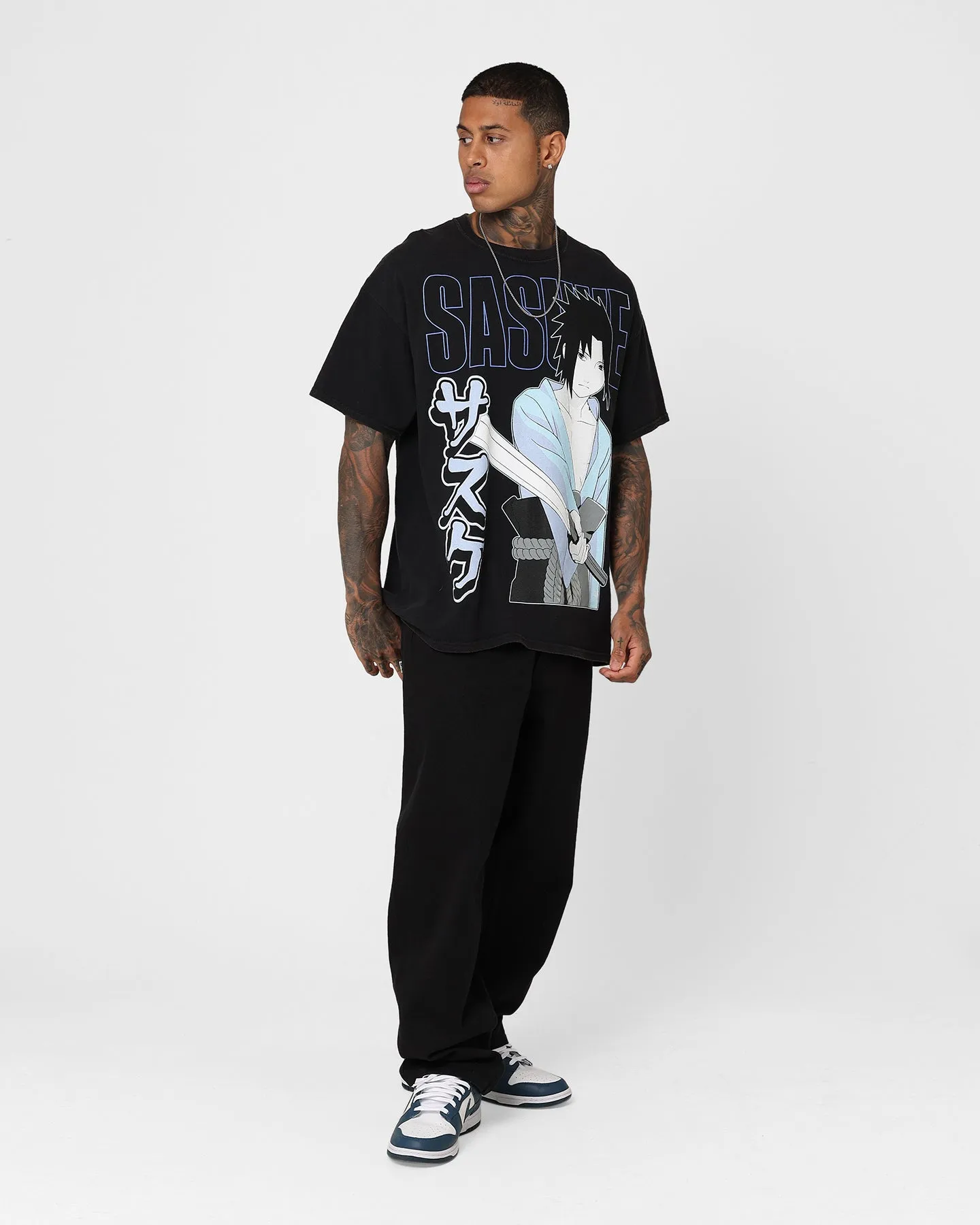 Light Fashion Sustainable Fibers Goat Crew X Naruto Sasuke Vintage T-Shirt Black Wash