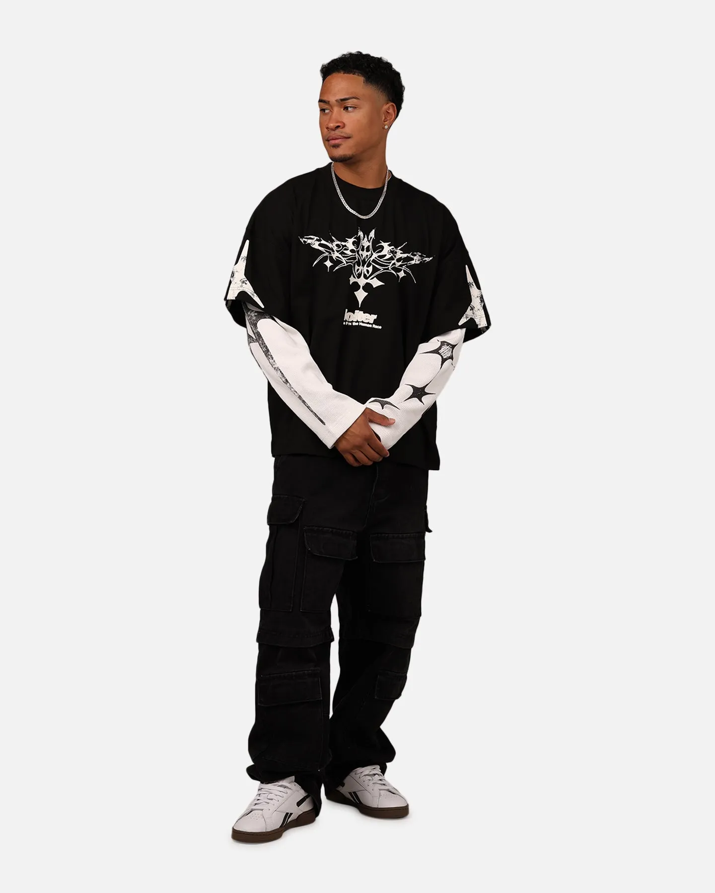 Loiter Seek N Destroy Long Sleeve T-Shirt Vintage Black Sprint Fit Easy Care