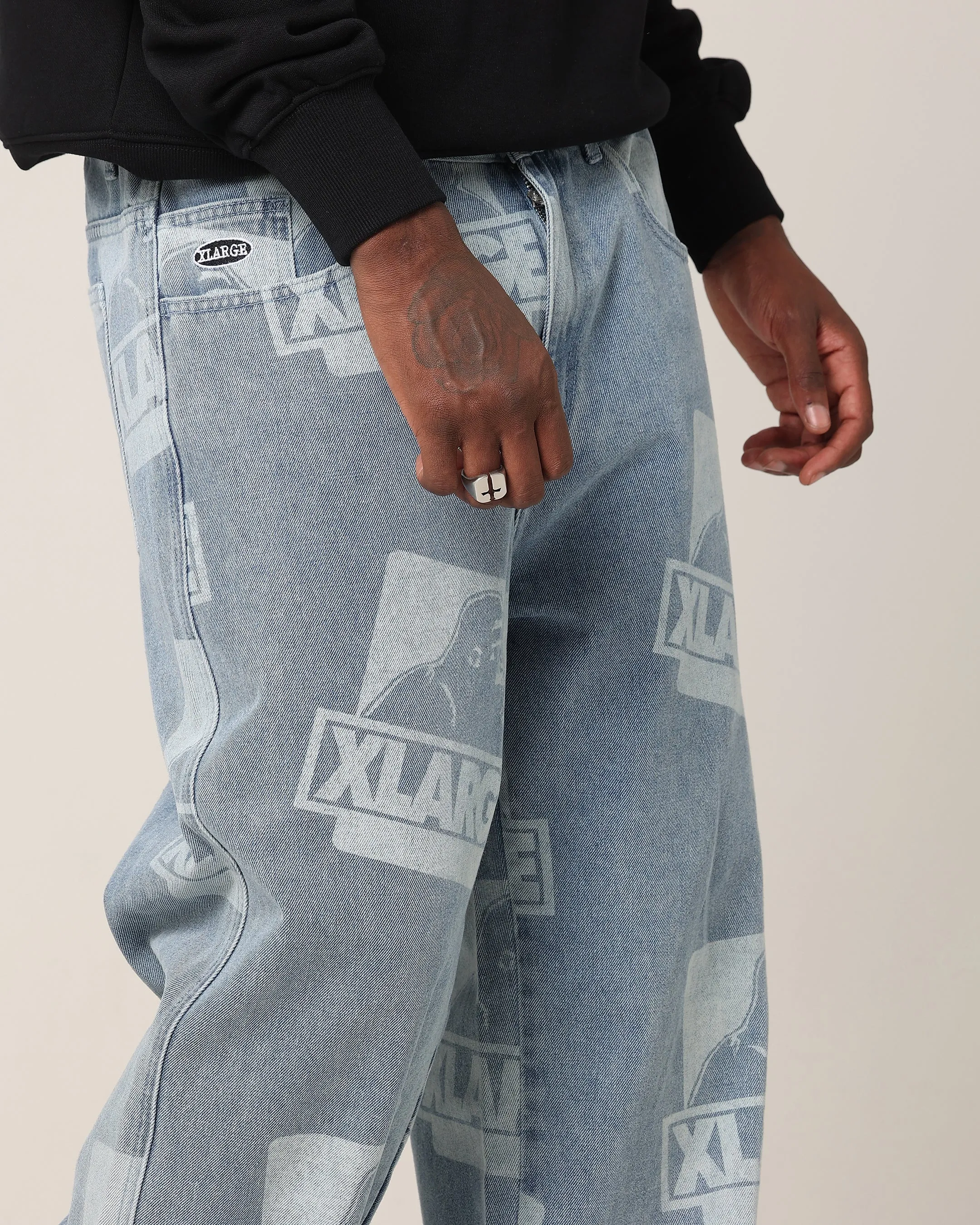 X-Large OG Bull Denim 91 Pants Light Denim All Season Versatility Relaxed Wearable