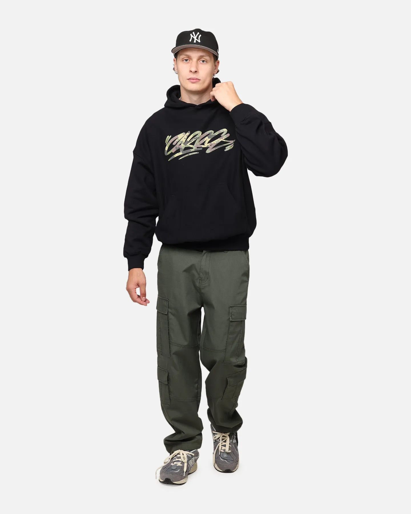 Carre Camo Script Hoodie Black Functional Design