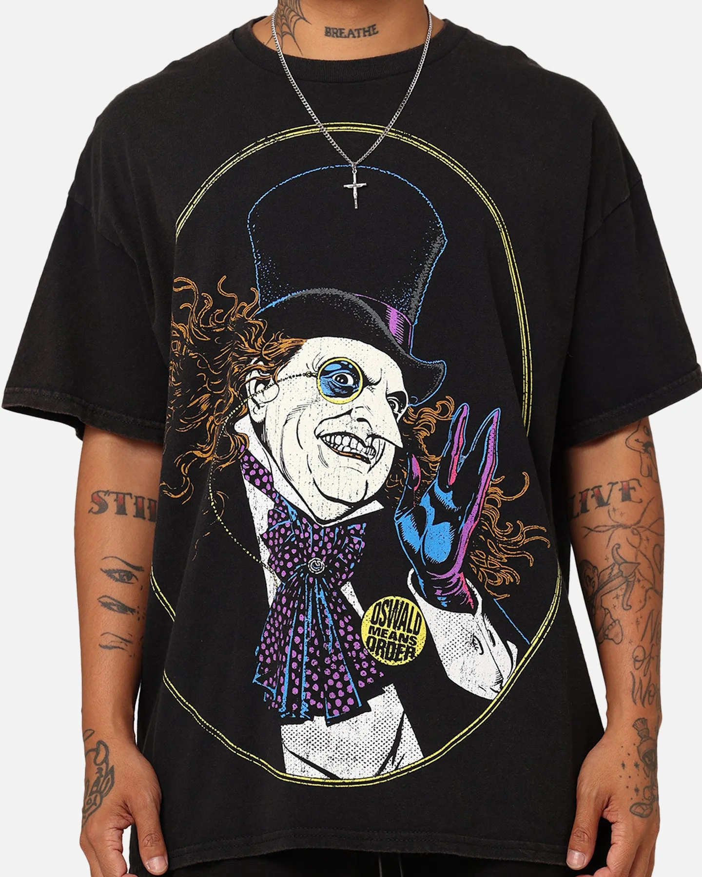 Goat Crew X DC Batman The Penguin Vintage T-Shirt Black Wash Glossy Look