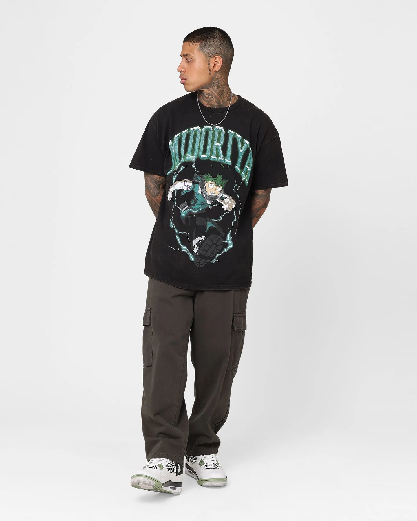 Goat Crew X My Hero Academia Midoriya Vintage T-Shirt Black Wash Winter Layer
