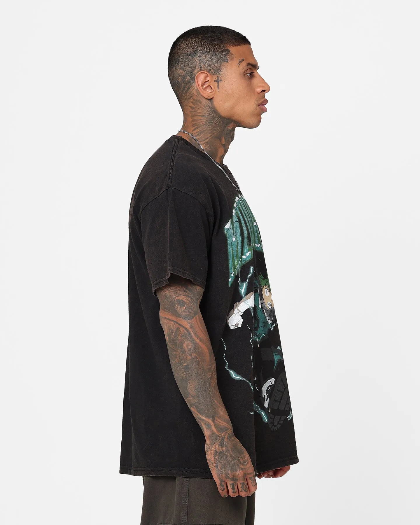 Goat Crew X My Hero Academia Midoriya Vintage T-Shirt Black Wash Breathable Essentials