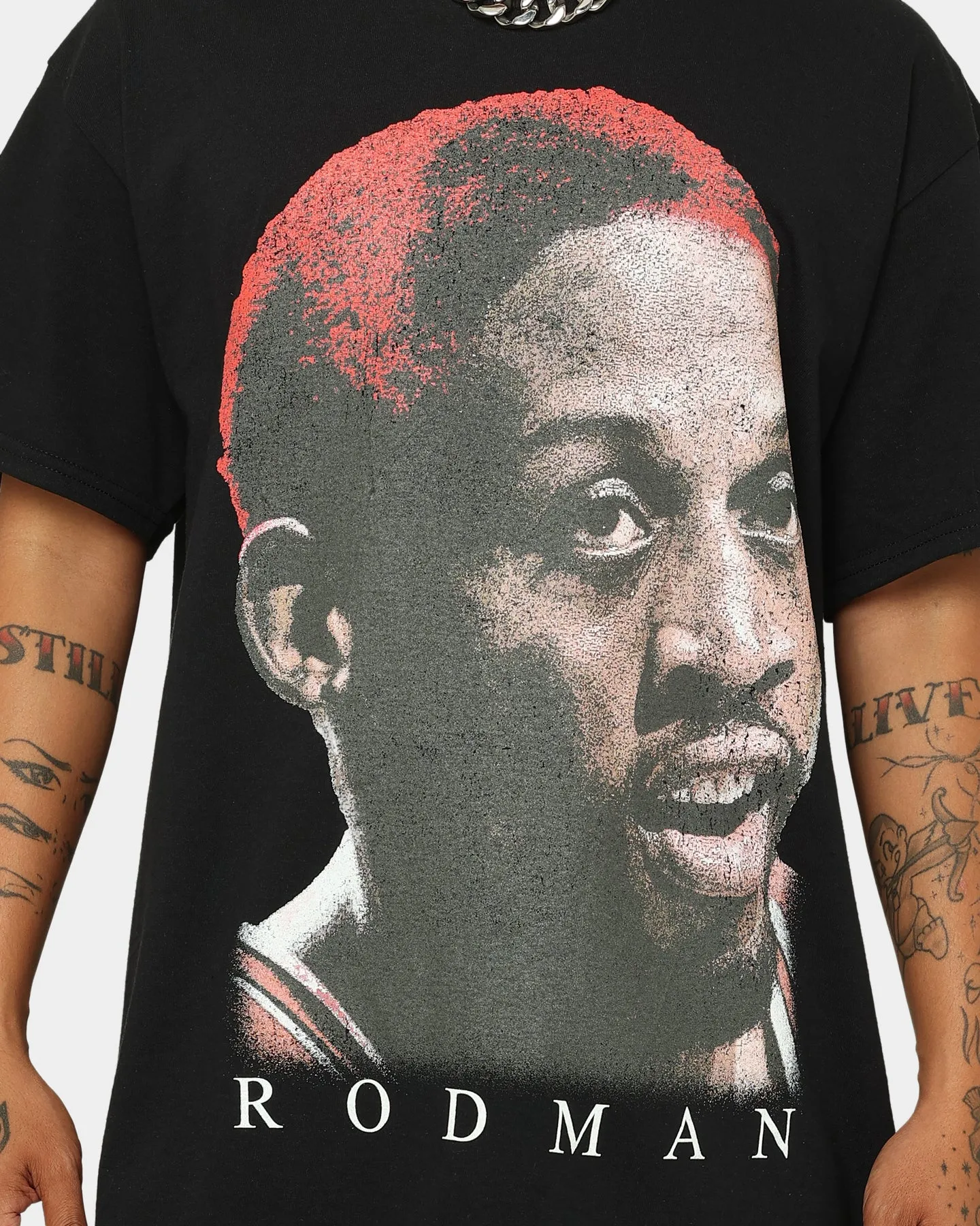 AntiStaticLining Rodman Brand Rodman Glow Face T-Shirt Black