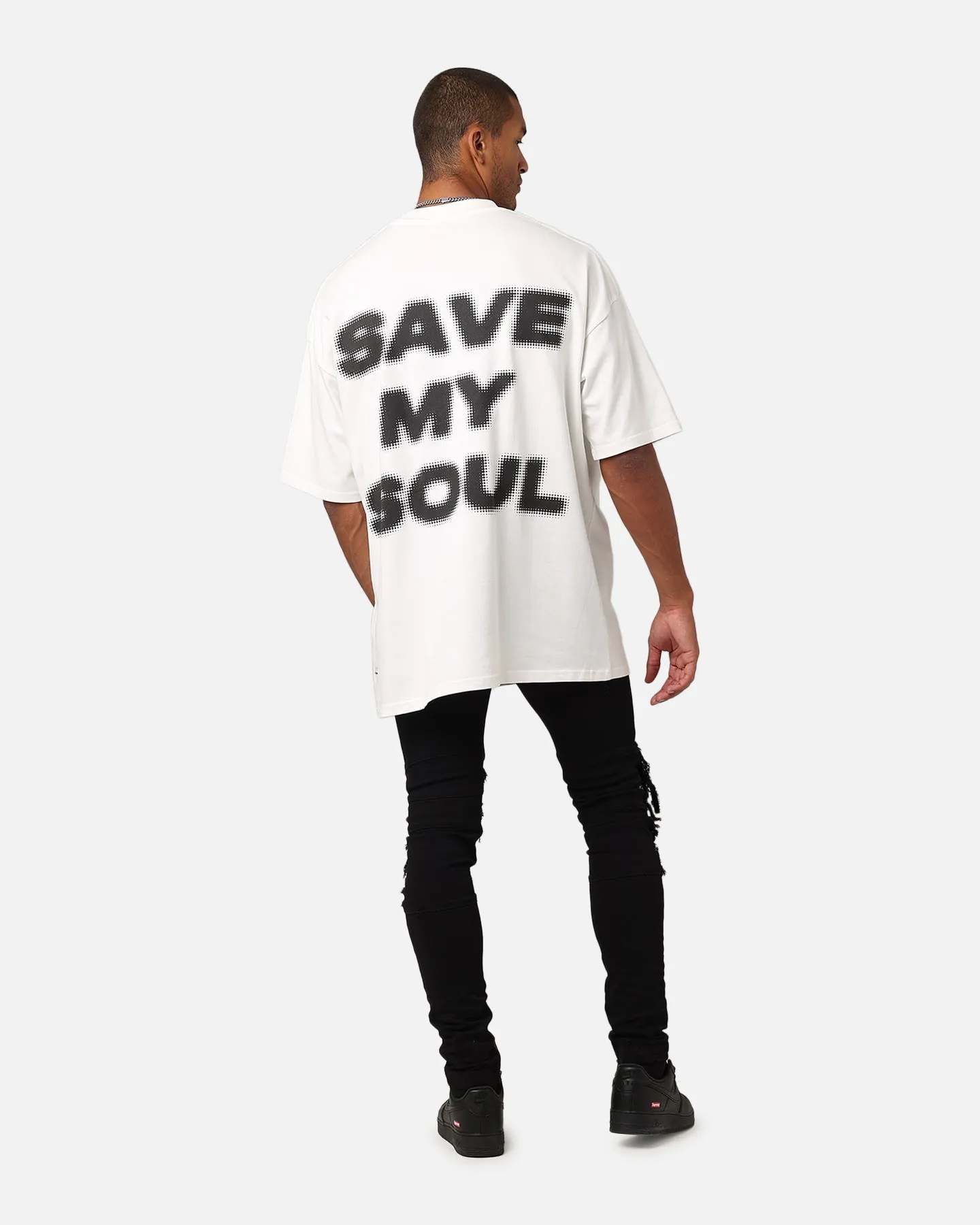 Saint Morta Save My Soul T-Shirt Off-White Pocket Design