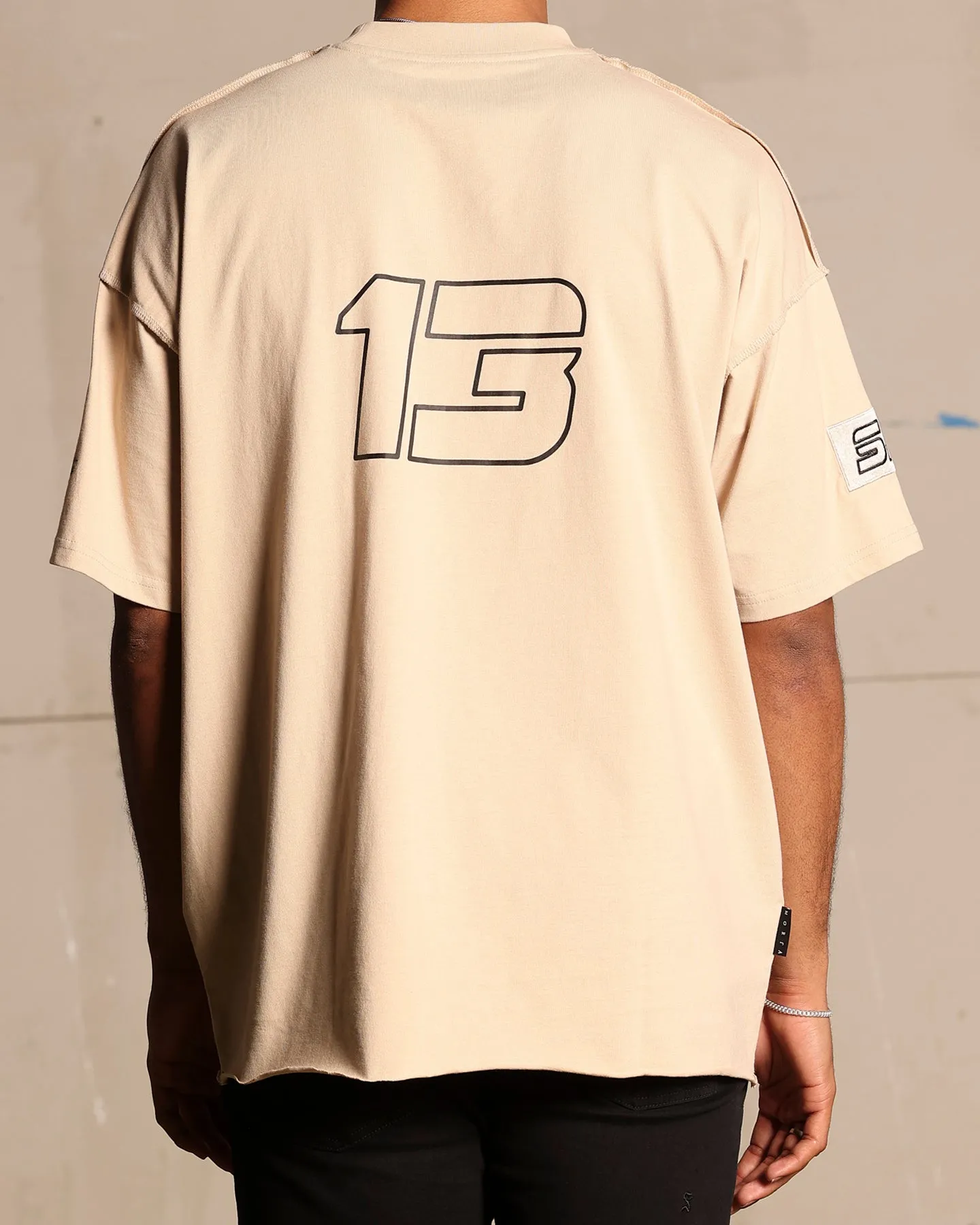 Saint Morta Moto Boxy T-Shirt Stone Chic Look weekday wear