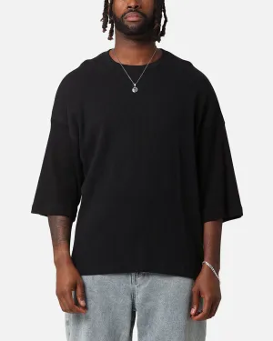 Comfy Top XXIII Waffle Midsleeve T-Shirt Black