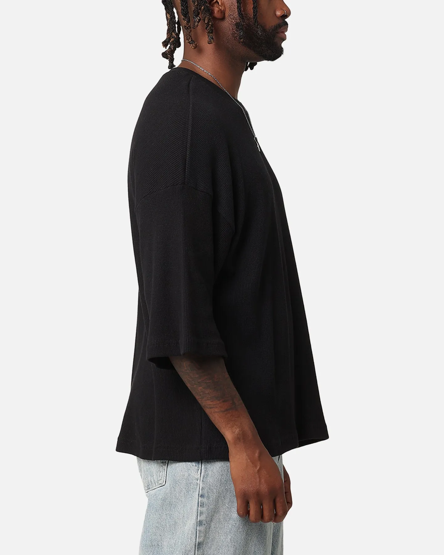 XXIII Waffle Midsleeve T-Shirt Black Trendy Design