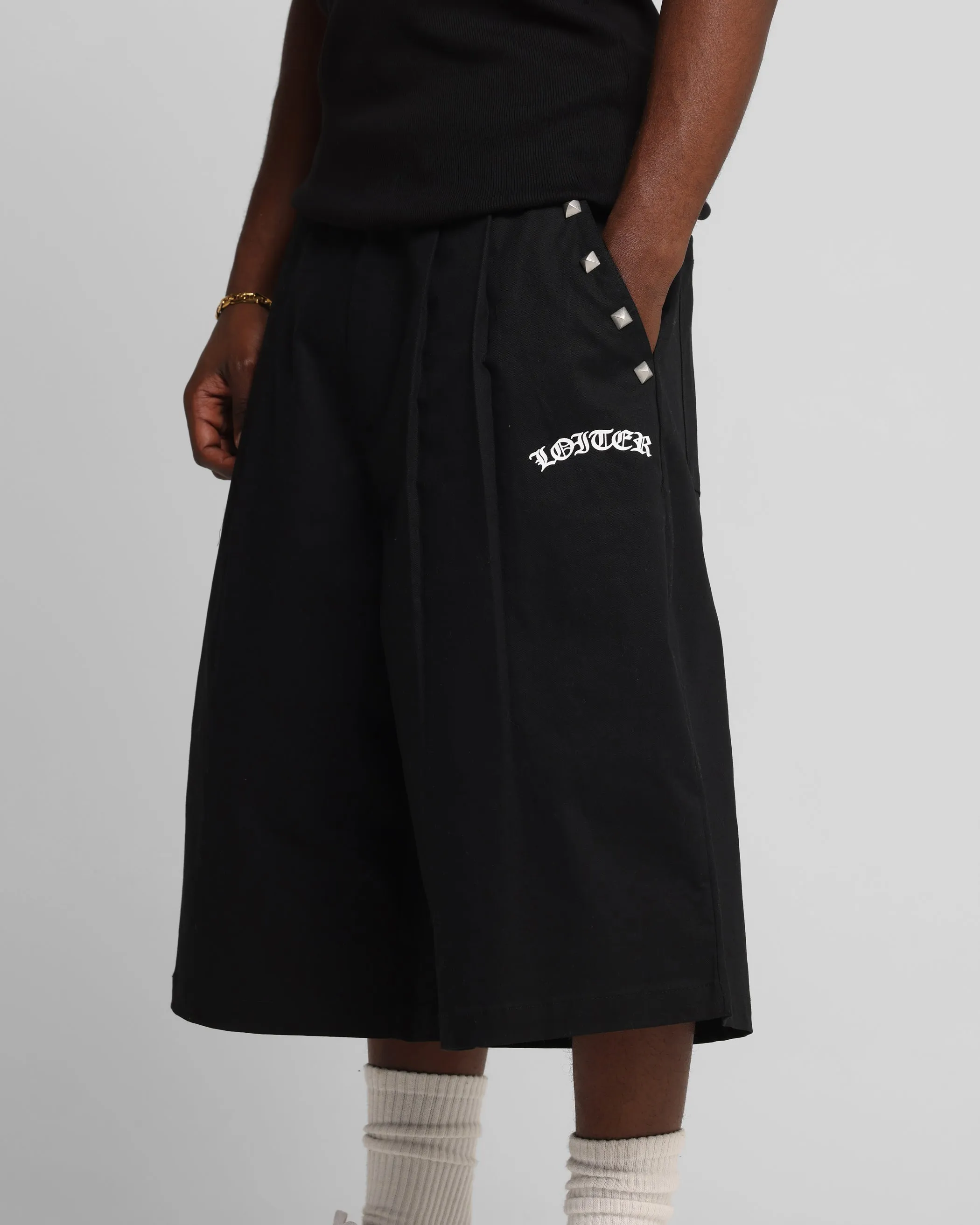 Seasonless wear Loiter Chopper Baggy Shorts Black