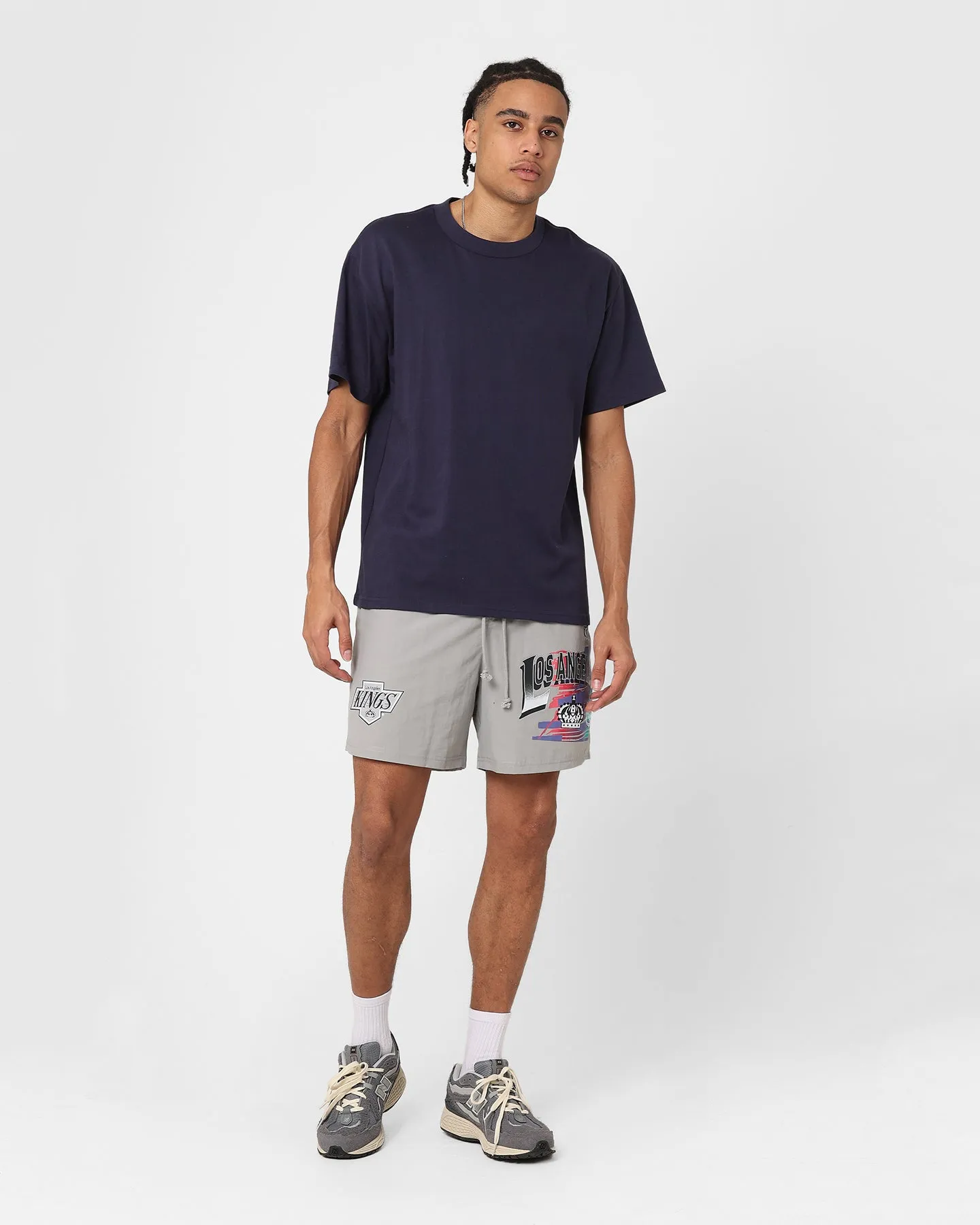 Wrinkle resistant fabric Non Restrictive Waistband Mitchell & Ness Los Angeles Kings Nylon Shorts Grey