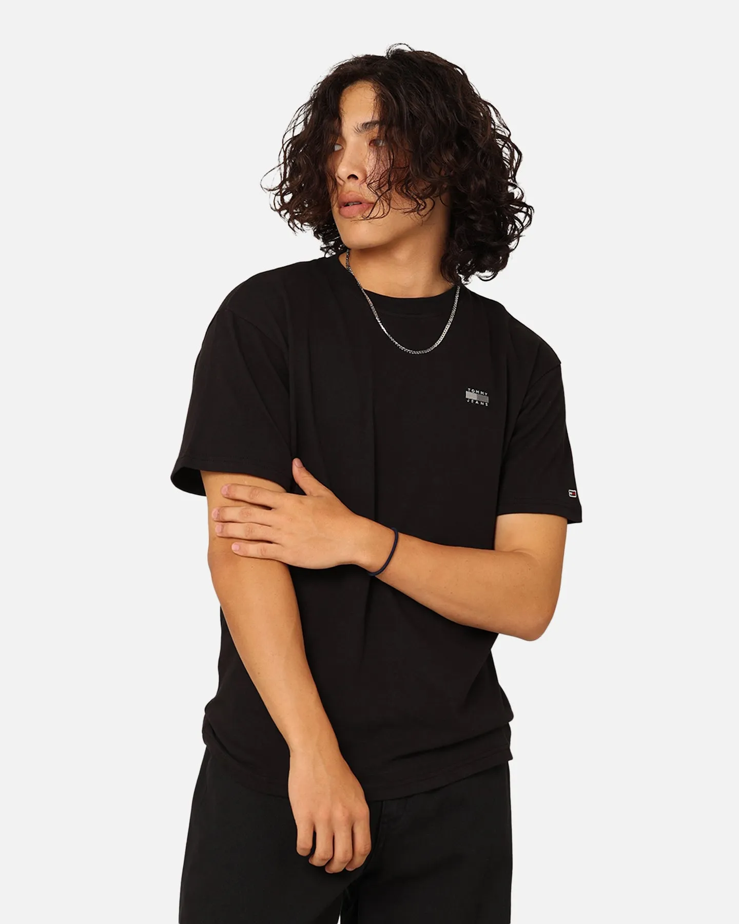 Everyday Wearable Breathable Cotton Fabric Tommy Jeans Relaxed Tonal Linear T-Shirt Black