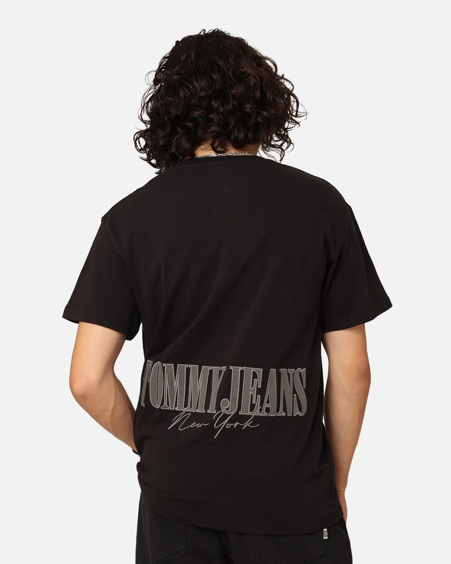 Tommy Jeans Relaxed Tonal Linear T-Shirt Black Comfy Layering Stylish Everyday Wear