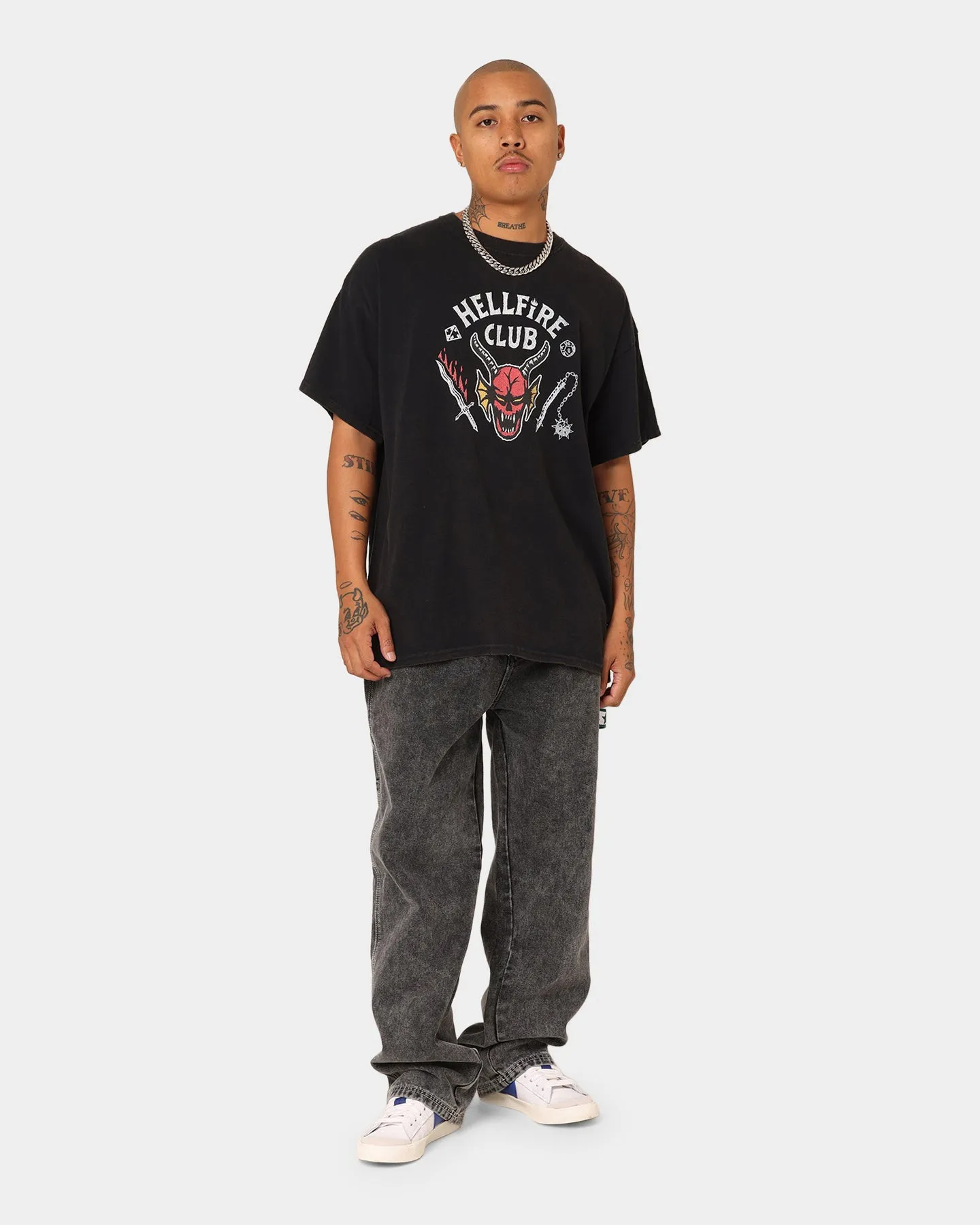 Goat Crew Goat Crew X Stranger Things Hellfire Club Vintage T-Shirt Washed Black Lightweight Look