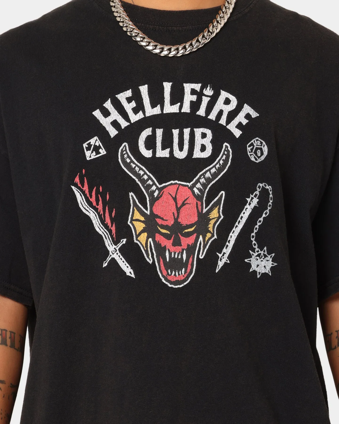 Goat Crew Goat Crew X Stranger Things Hellfire Club Vintage T-Shirt Washed Black Circular Knit Construction