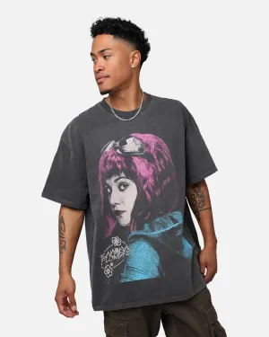 American Thrift X Scott Pilgrim Ramona Flowers Heavyweight Vintage T-Shirt Black Wash Travel Light Layered Look