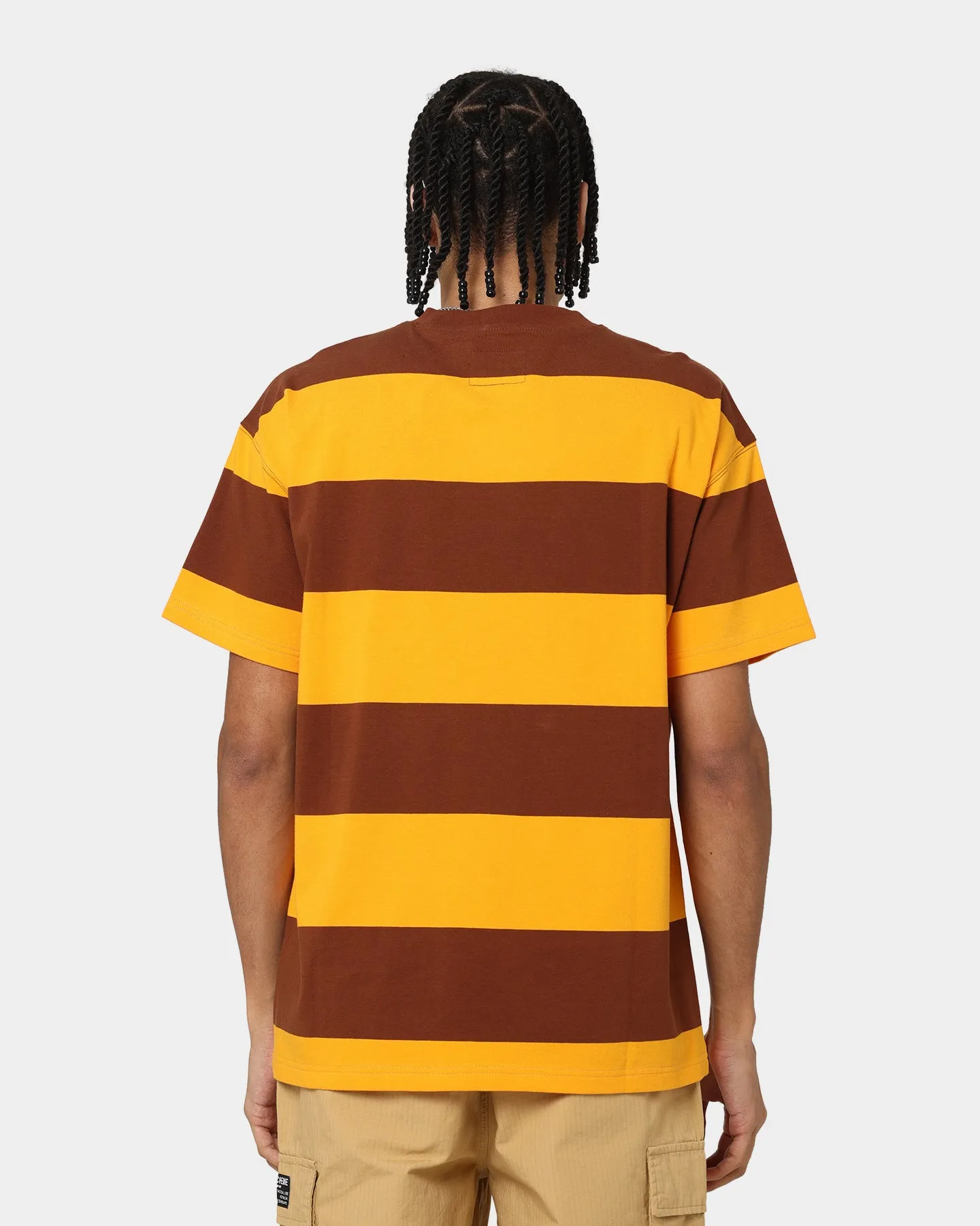 Comfy Pieces Self Fabric Tape Grand Scheme Yarn Dyed Short Sleeve T-Shirt Brown/Yellow