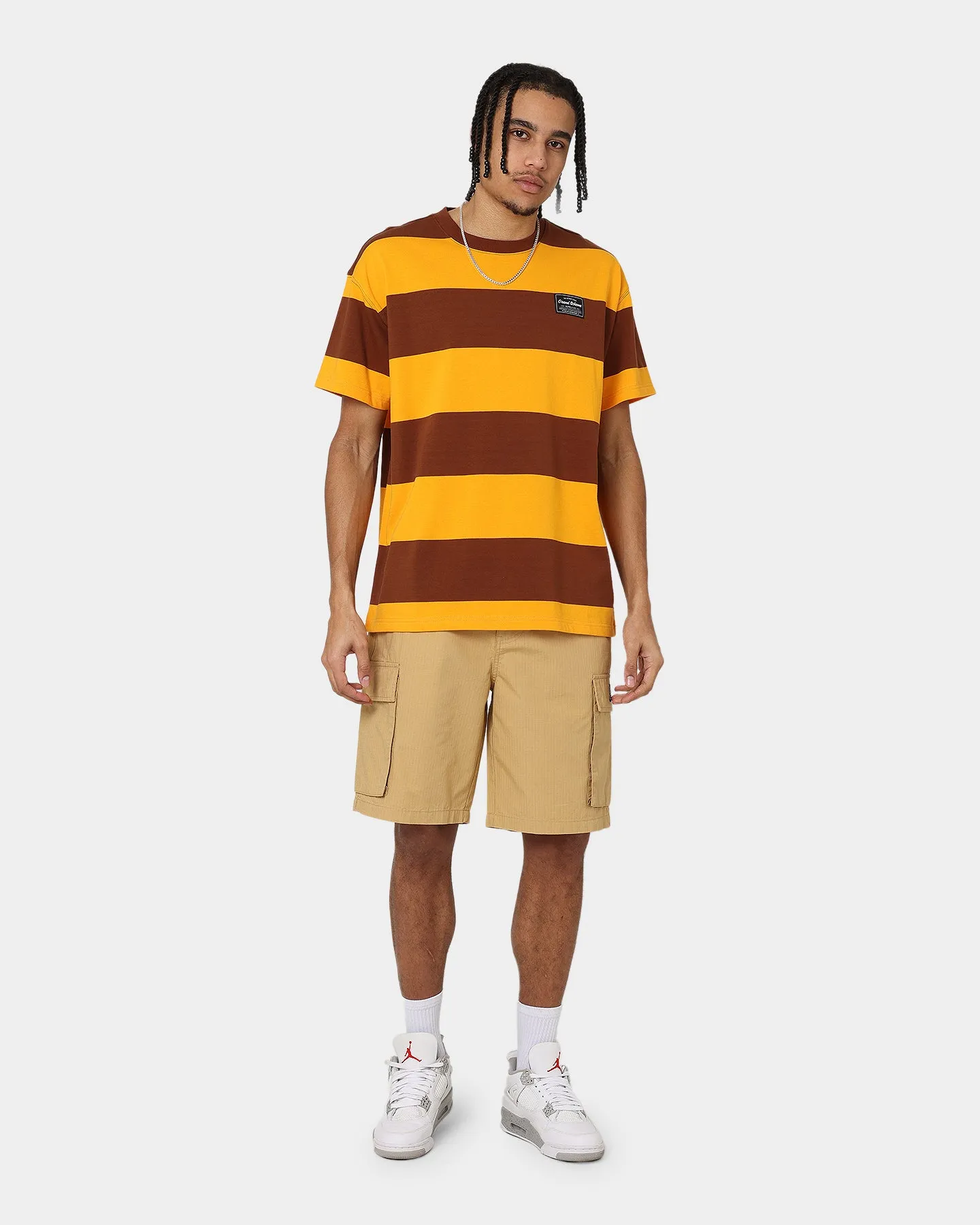 Easygoing Wear Grand Scheme Yarn Dyed Short Sleeve T-Shirt Brown/Yellow