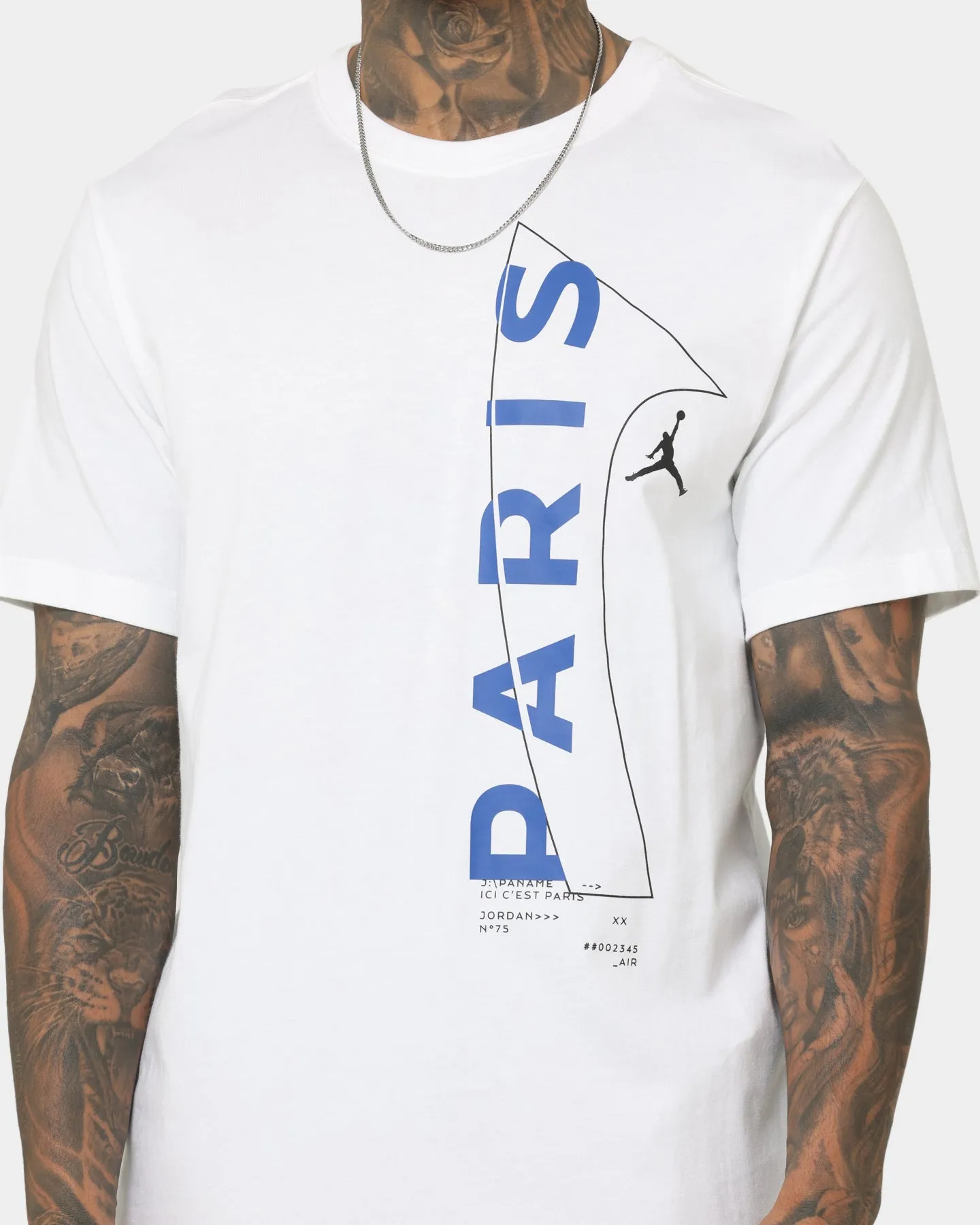 Jordan X Paris Saint-Germain Wordmark T-Shirt White/Game Royal Practical Design Stylish piece