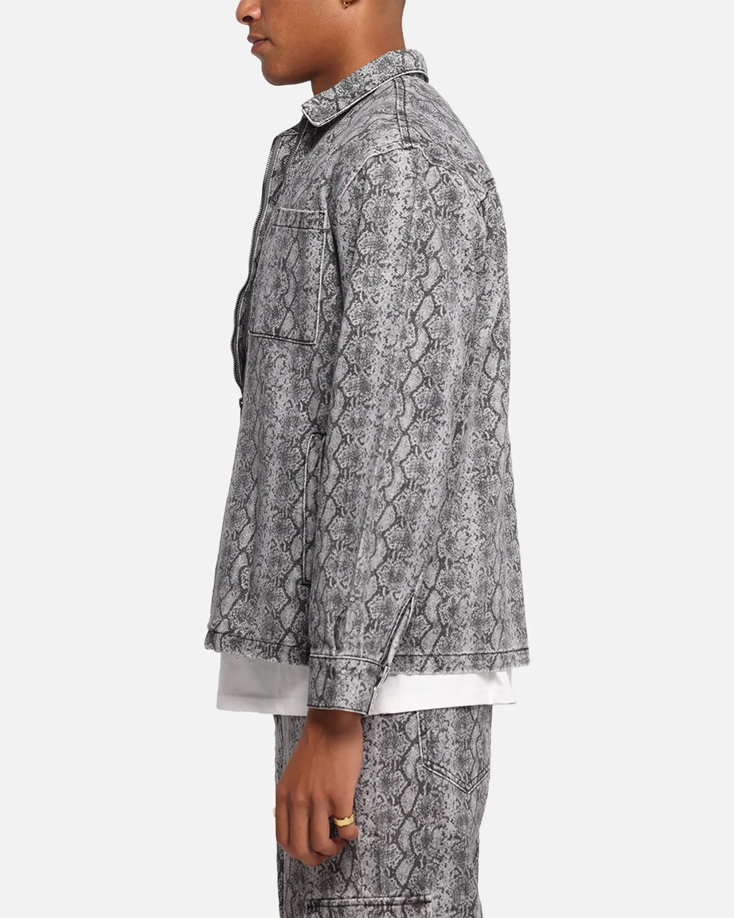 XXIII Snake Skin Jacket Black Snake Print Water resistant coating