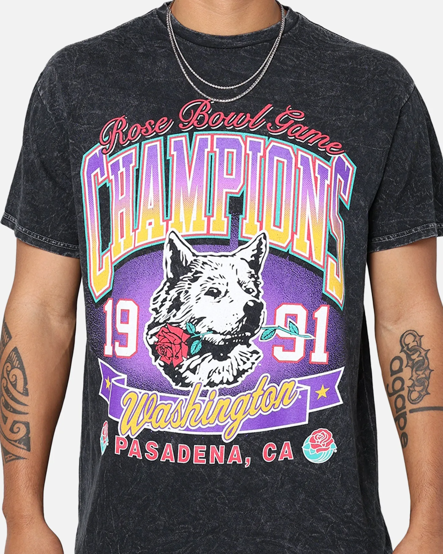 47 Brand 1991 Washington Rose Bowl T-Shirt Black Smart Casual Look StretchReinforcedArmholes