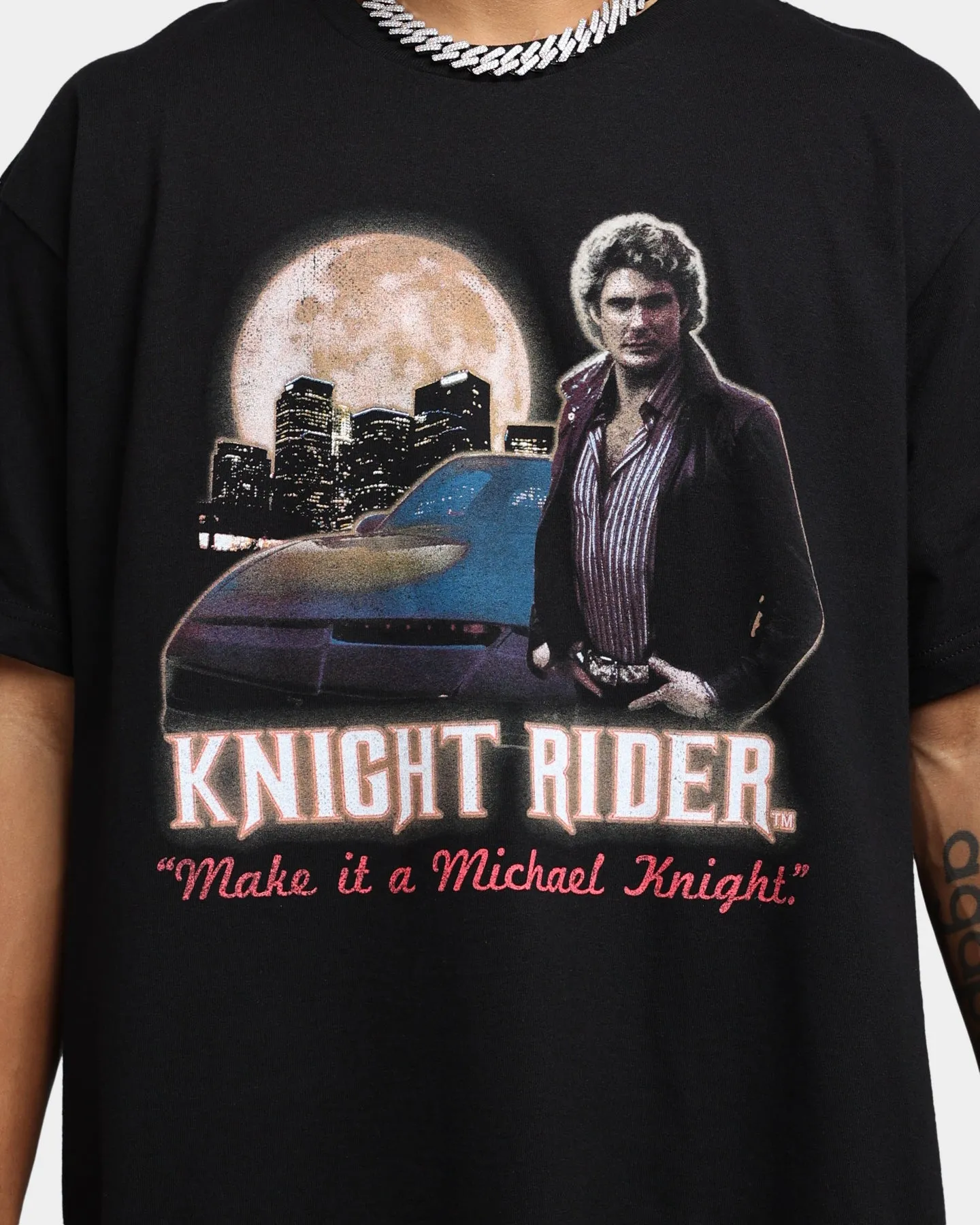 Non Irritating Collar American Thrift X Knight Rider Make It Michael Knight T-Shirt Black