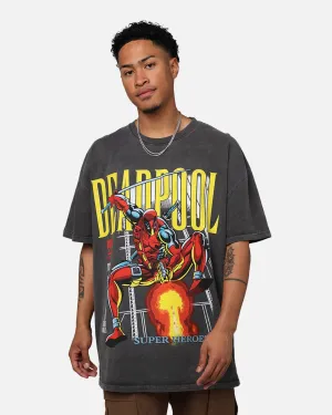 Marvel Deadpool Comic Heavyweight T-Shirt Black Wash casual outing