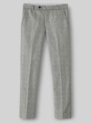 Sleek and Smart Office Comfort Highlander Light Gray Herringbone Tweed Pants
