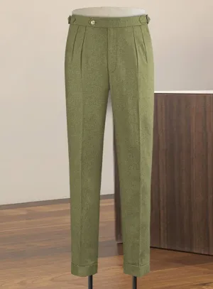 Relaxed Style Chic Wear Naples Martini Green Highland Tweed Trousers